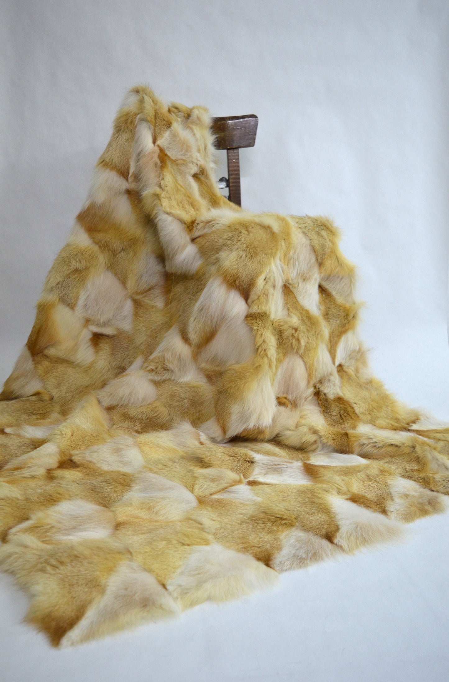 Real Fox Fur Throw Blanket: Decorative Fur Rug, Velour Lining