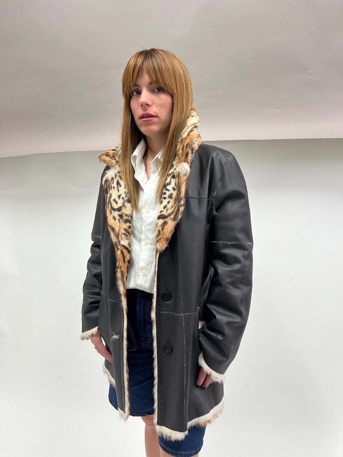 Reversible Leopard Print Rabbit Fur Jacket - Edgy Style