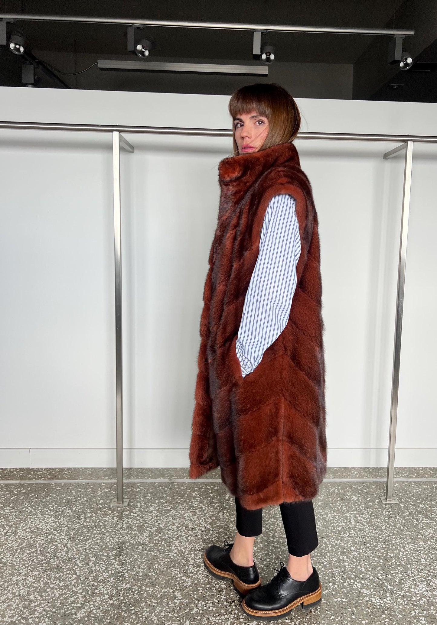 Real Copper Mink Fur Vest - Supple Saga Mink, Size Large