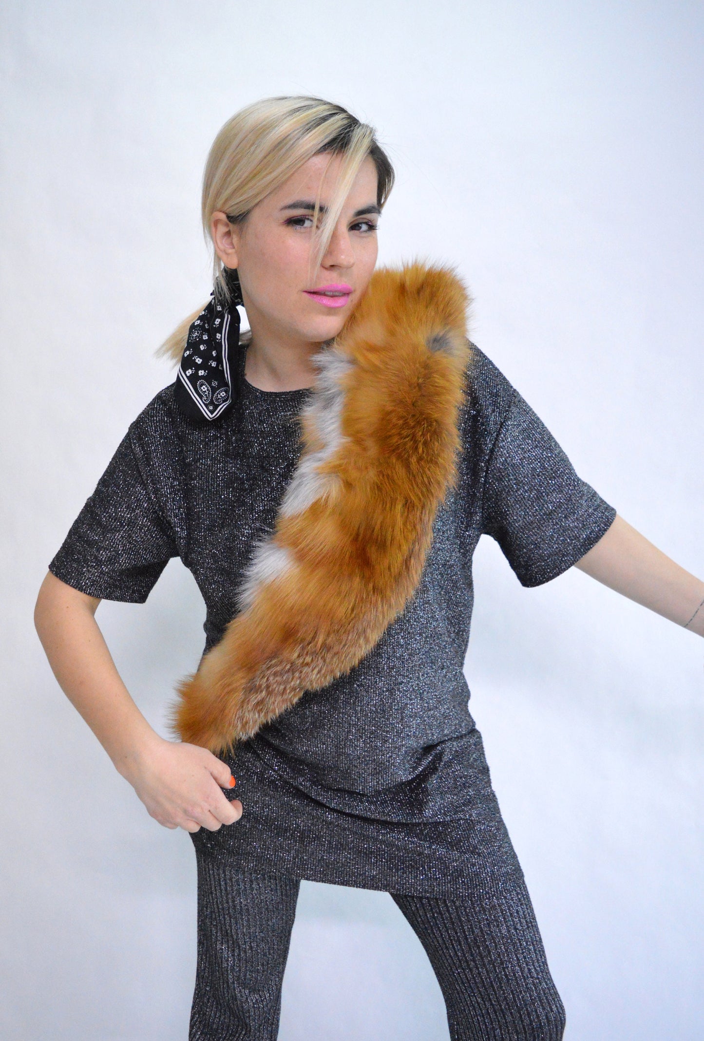Red Fox Fur Collar Scarf: Genuine Fur Neck Warmer