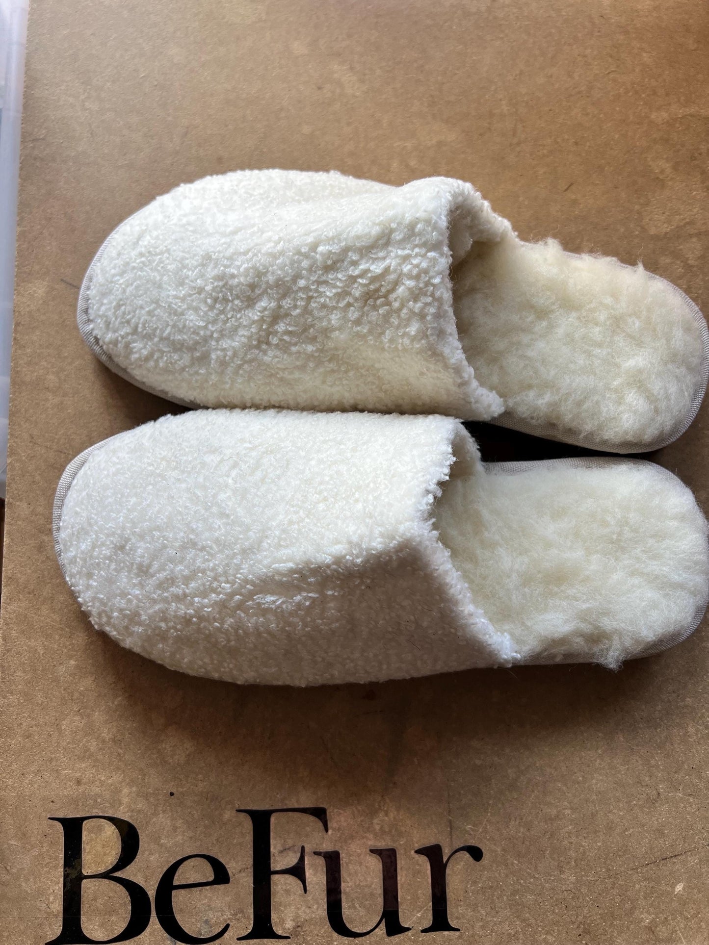 Cream Shearling Slippers: Sheepskin Fur Slides with Bouncing Sole