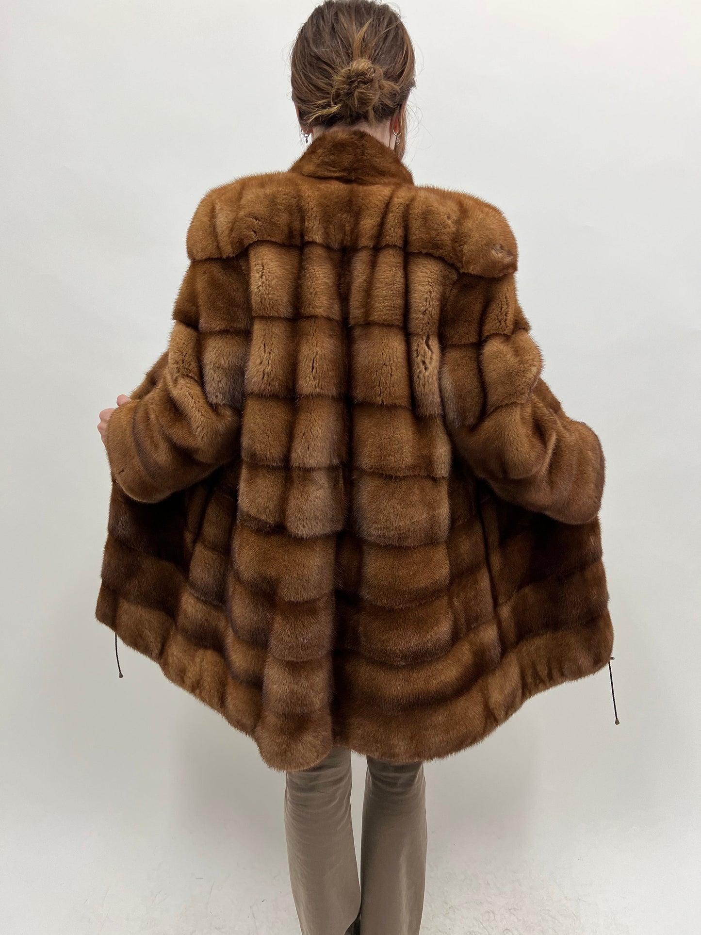 Golden Mink Fur Coat: Saga Lavish Full Skin Jacket, Size Medium