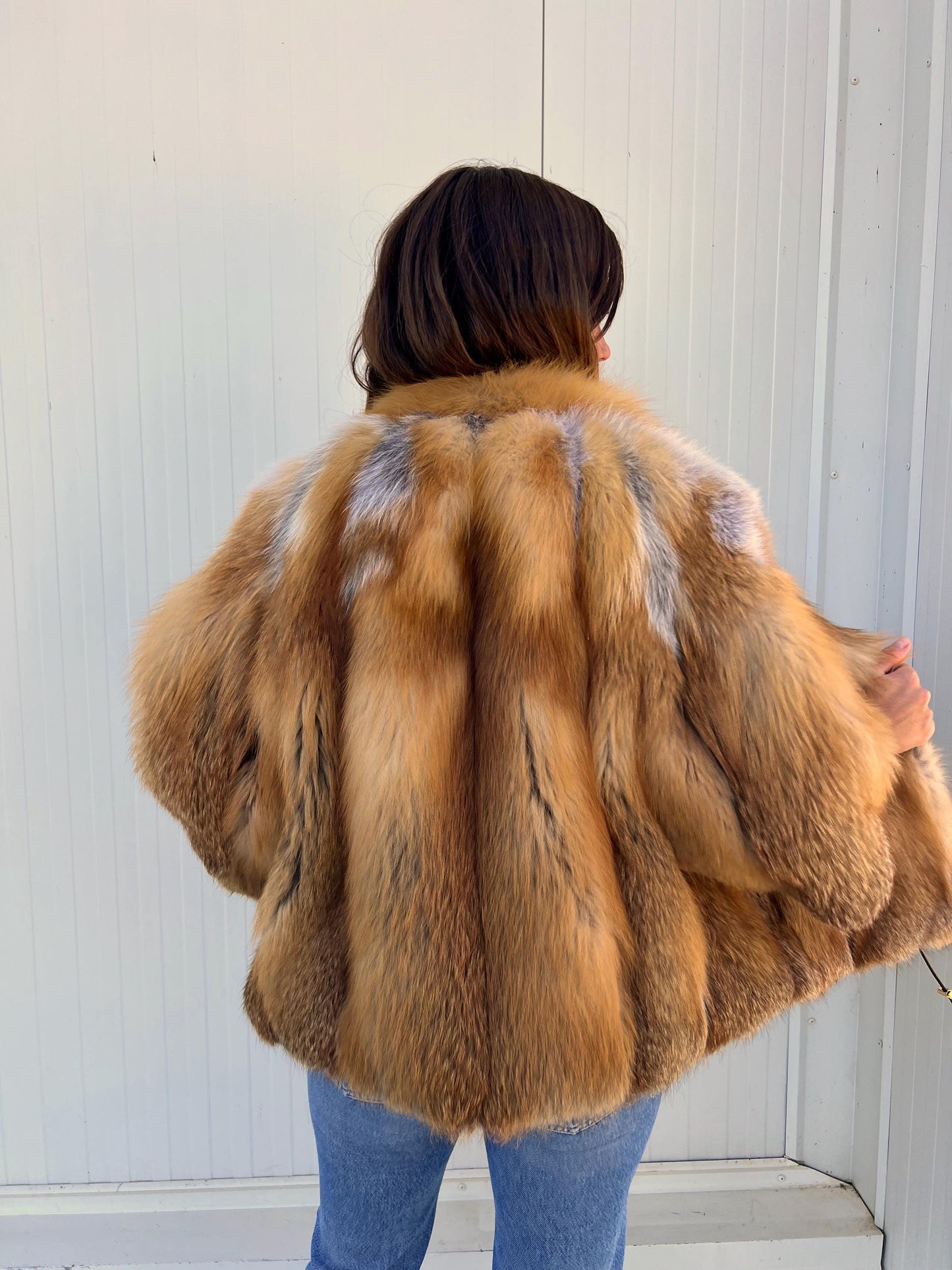 Handmade Red Fox Fur Jacket: Soft, Lightweight, with Collar