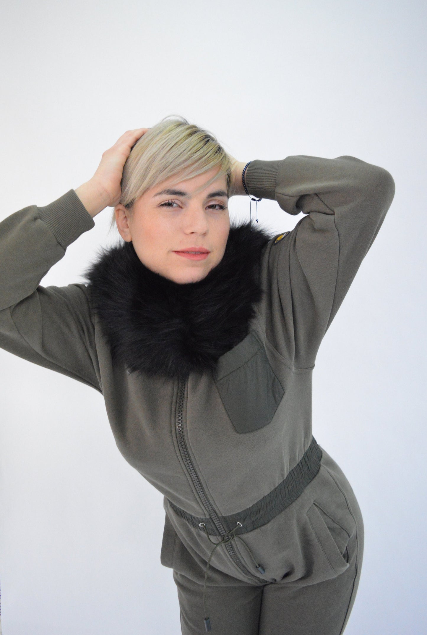 Real Fox Fur Black Collar: Luxury Neck Warmer Stole