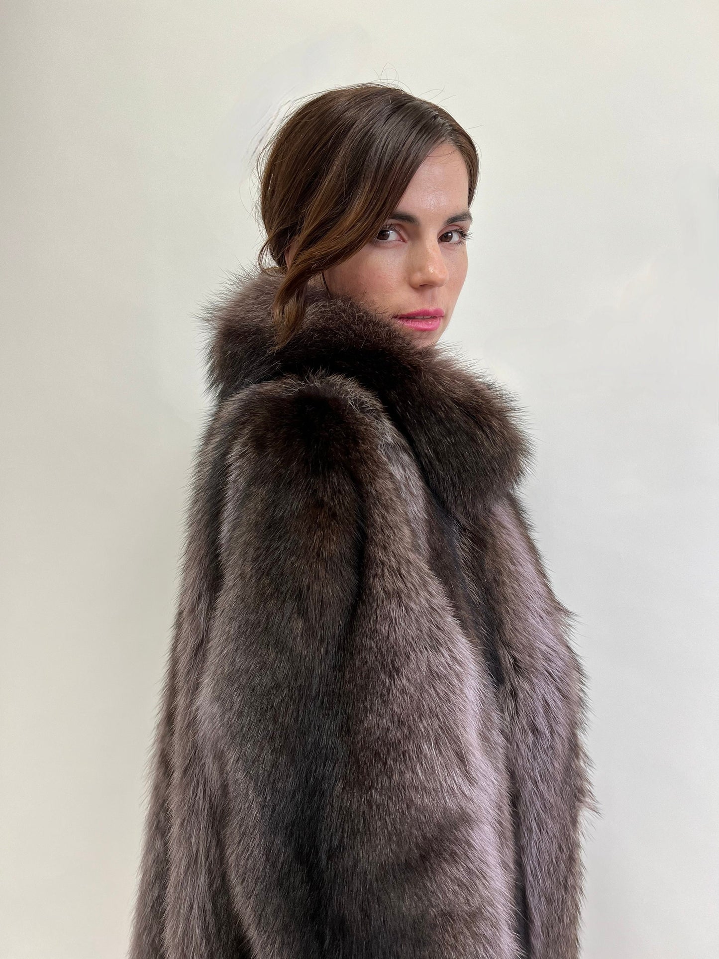 Real Grey Raccoon Fur Coat: Full Length Godet, Plus Size