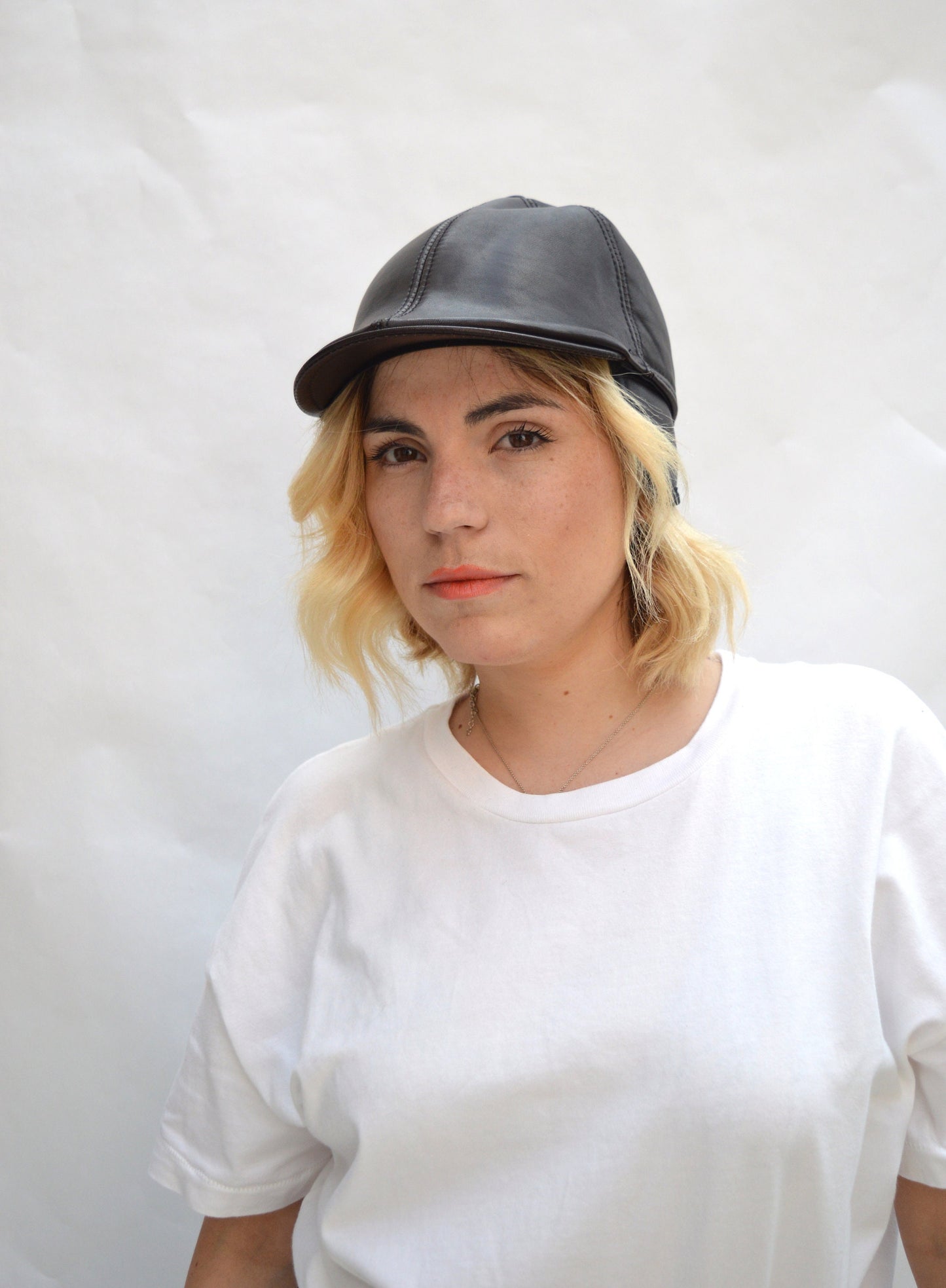 Leather Equestrian Cloche Hat: Cowhide Riding Cap with Velour Lining
