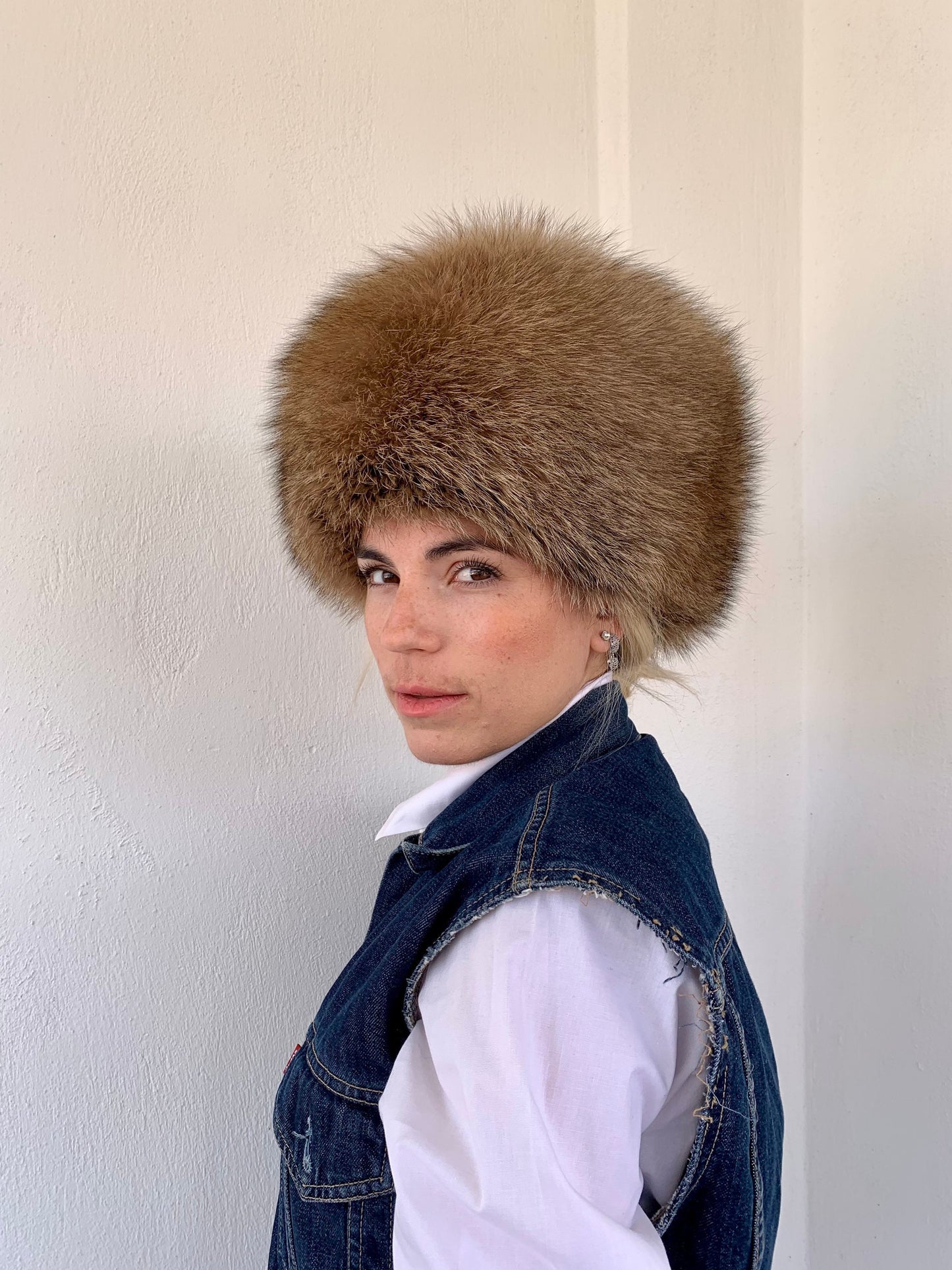 Real Camel Fox Fur Cossack Hat, Saga Assured, Padded Winter Hat