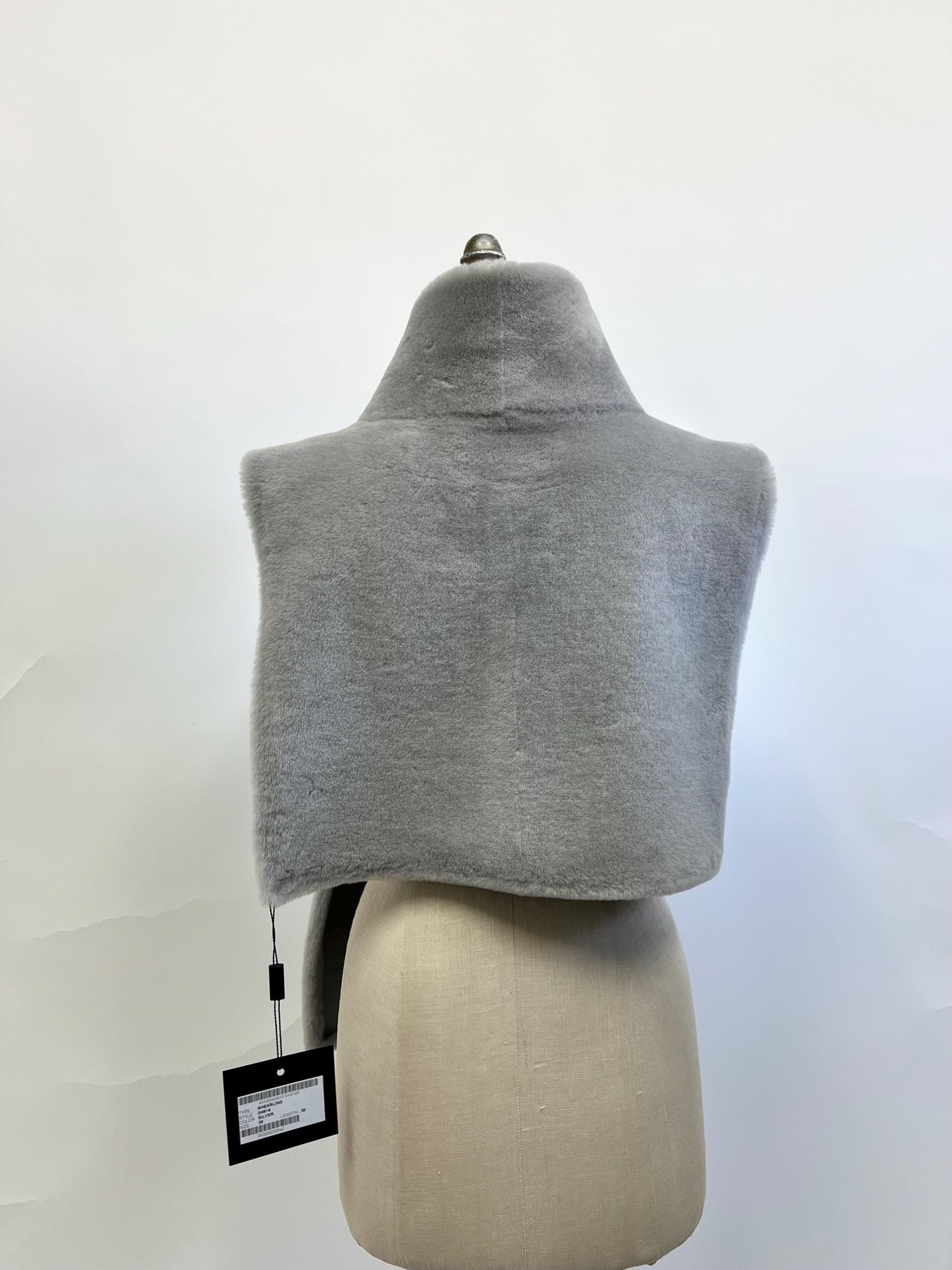 Turtleneck  warmer Gray Shearling Poncho Shawl: Alongside with Cuffs.