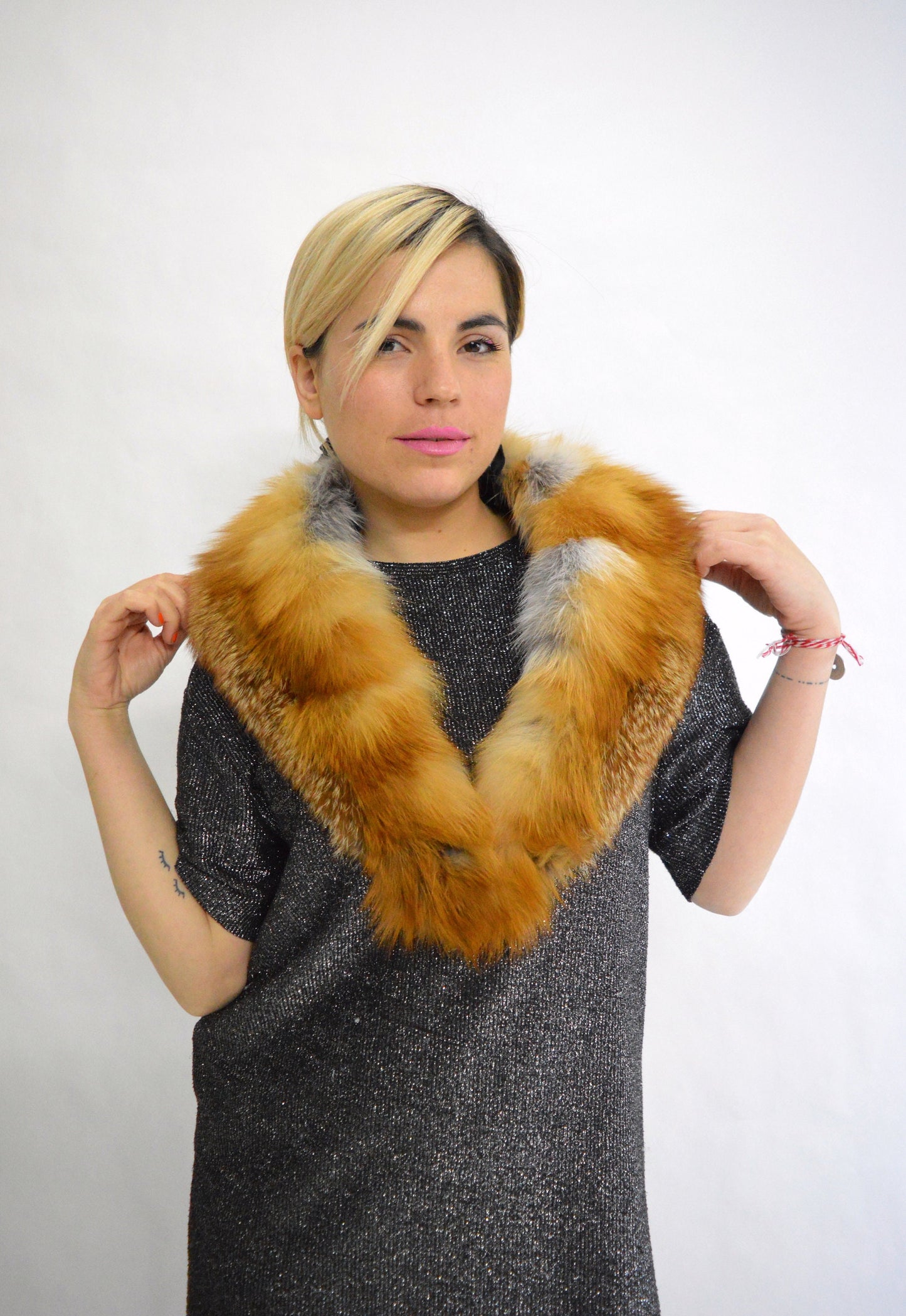 Red Fox Fur Collar Scarf: Genuine Fur Neck Warmer