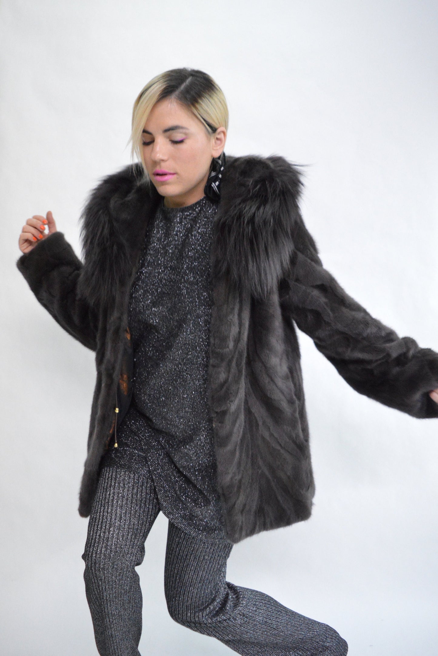 Hooded Mink Fur Coat: Genuine Fox Trim, Luxury Winter Jacket