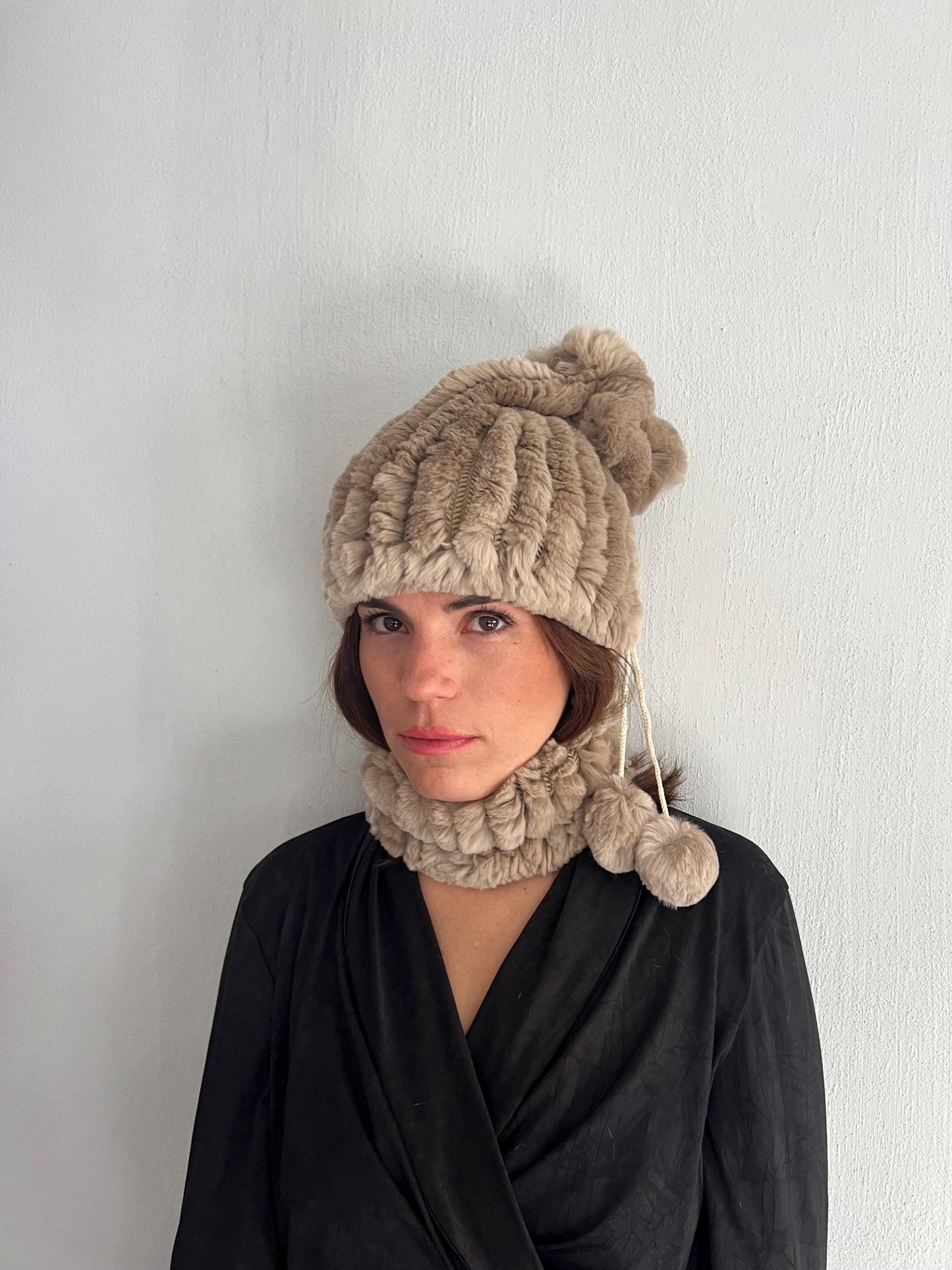 Handmade Knitted Fur Beanie: Soft Stretchy Headband Hat