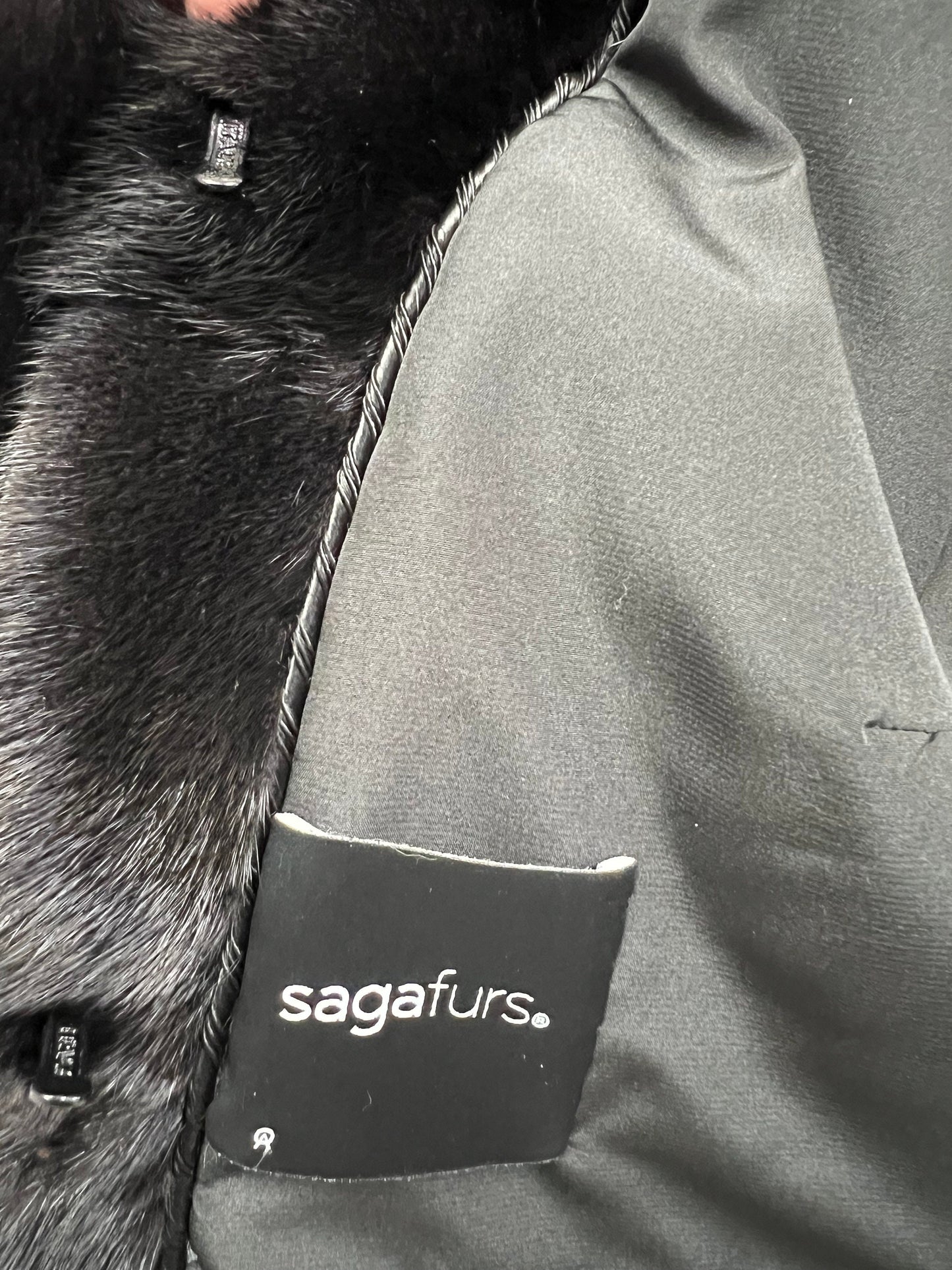Saga Mink Fur Bolero Jacket: Black Horizontal Collar, Full Skin