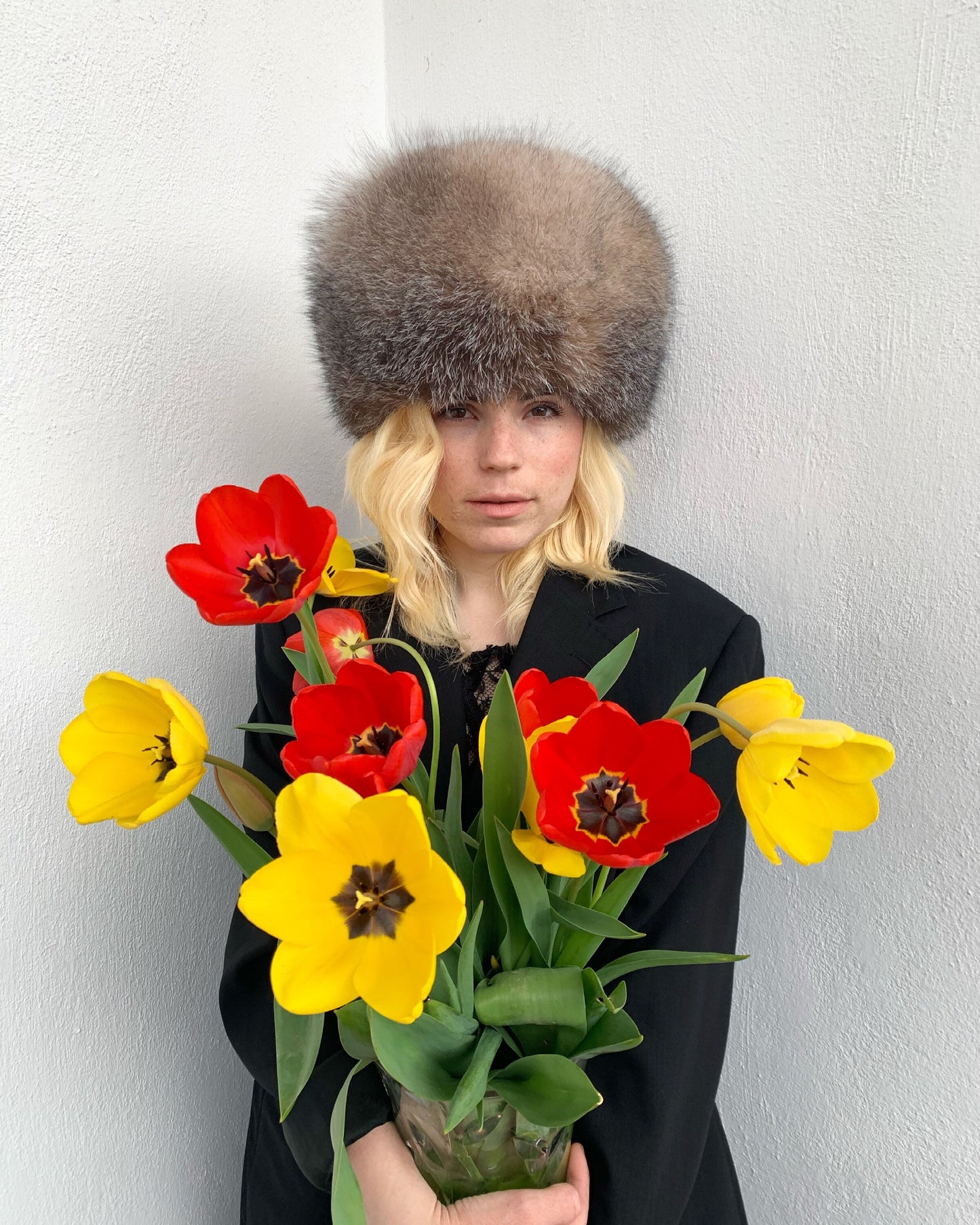 Real Fox Fur Cossack Hat: Tan Brown Winter Head Warmer