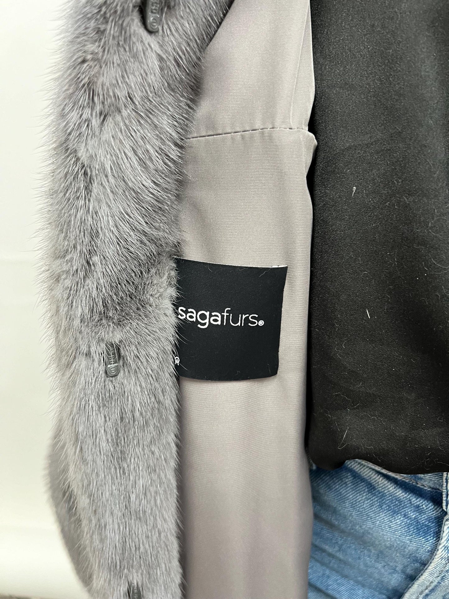 Silver Mink Fur Coat: Handmade Gray Saga Mink Jacket