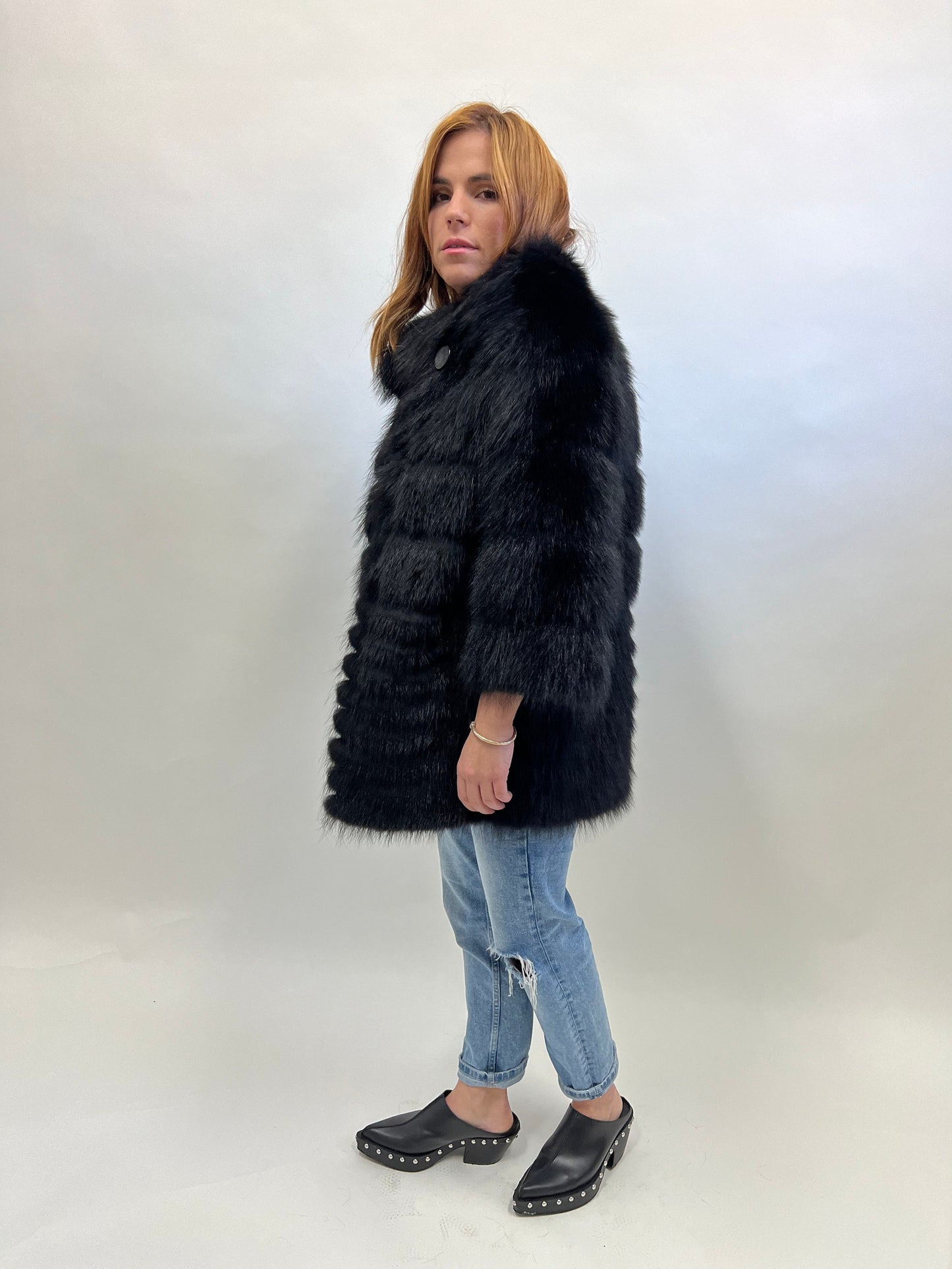 Handmade Black Raccoon Fur Jacket: Winter Everyday Coat