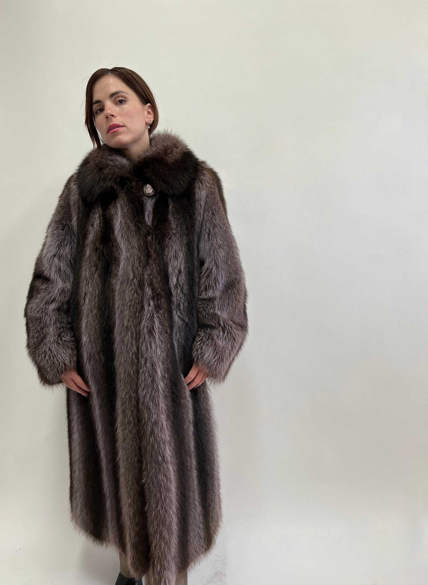 Real Grey Raccoon Fur Coat: Full Length Godet, Plus Size