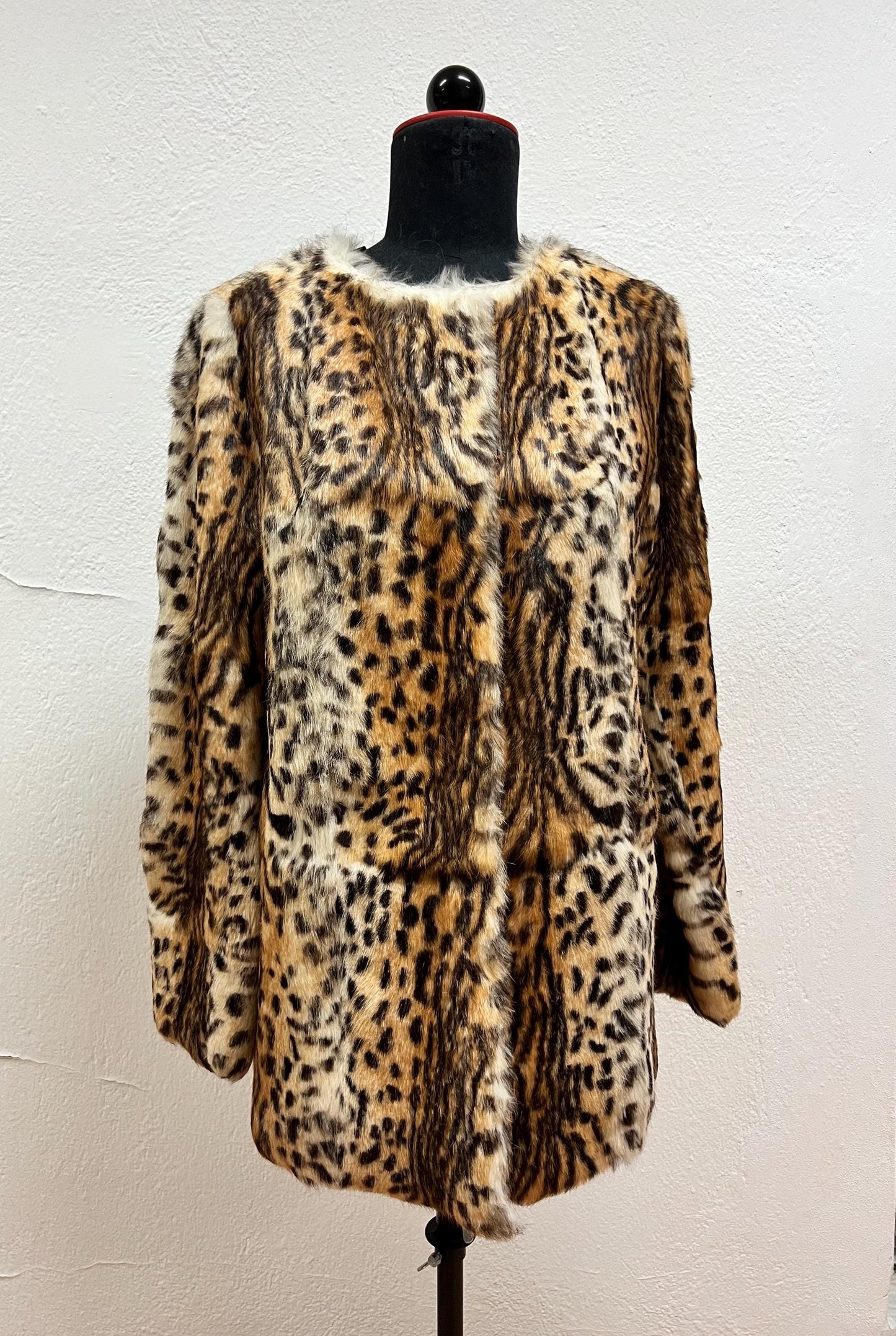 Reversible Leopard Print Rabbit Fur Jacket - Medium / Large