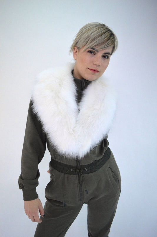 Real White Fox Fur Collar: Bridal Winter Stole