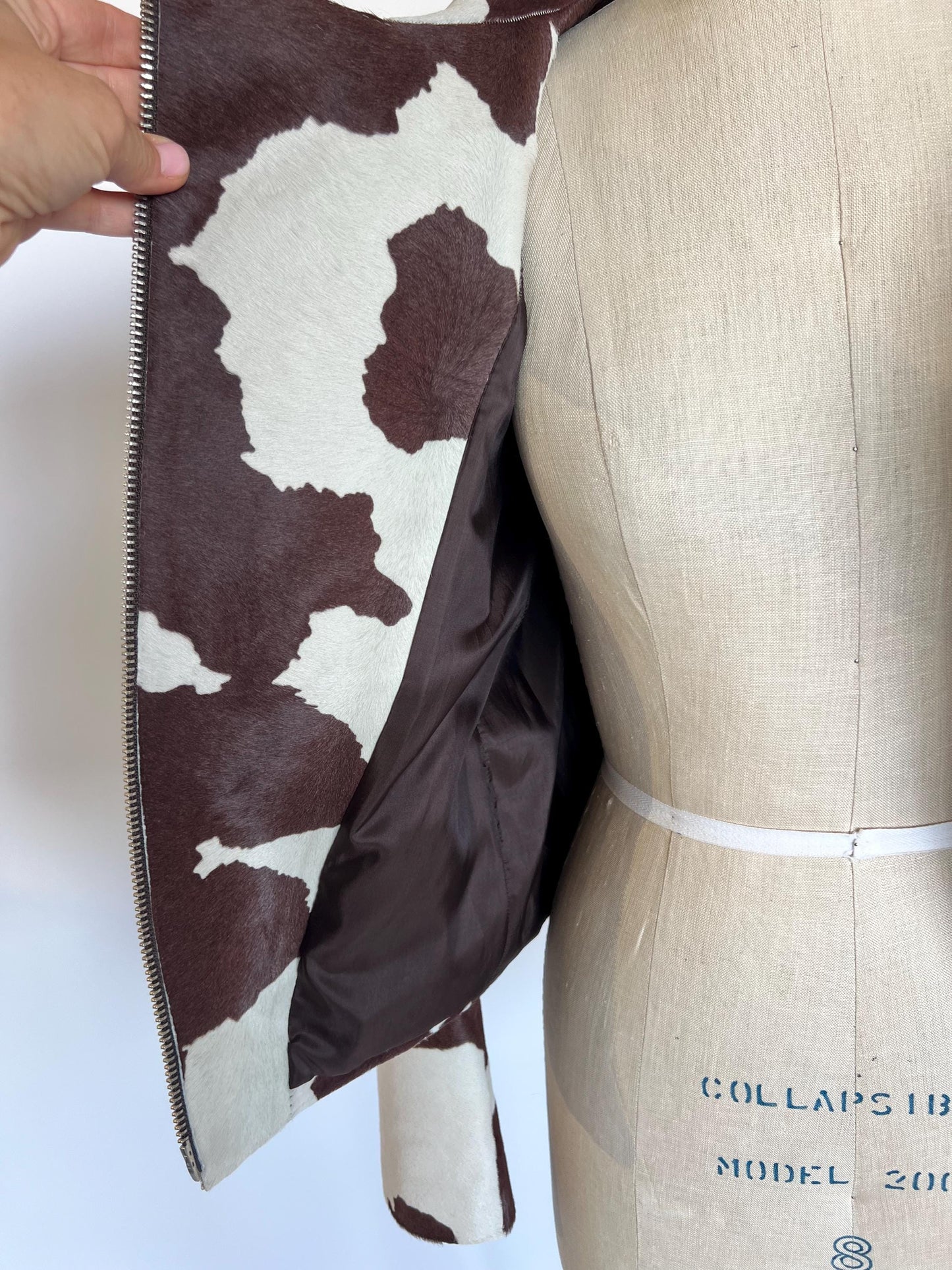 Hair-On Cowhide Leather Biker Jacket: Handmade Calf Fur, Greece