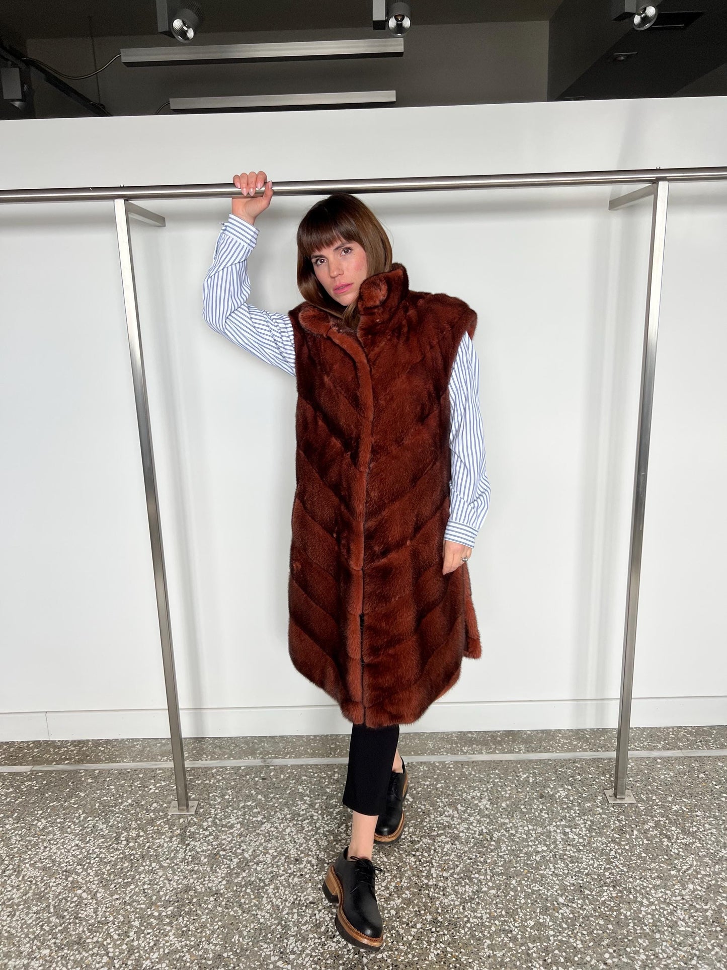 Real Copper Mink Fur Vest - Supple Saga Mink, Size Large