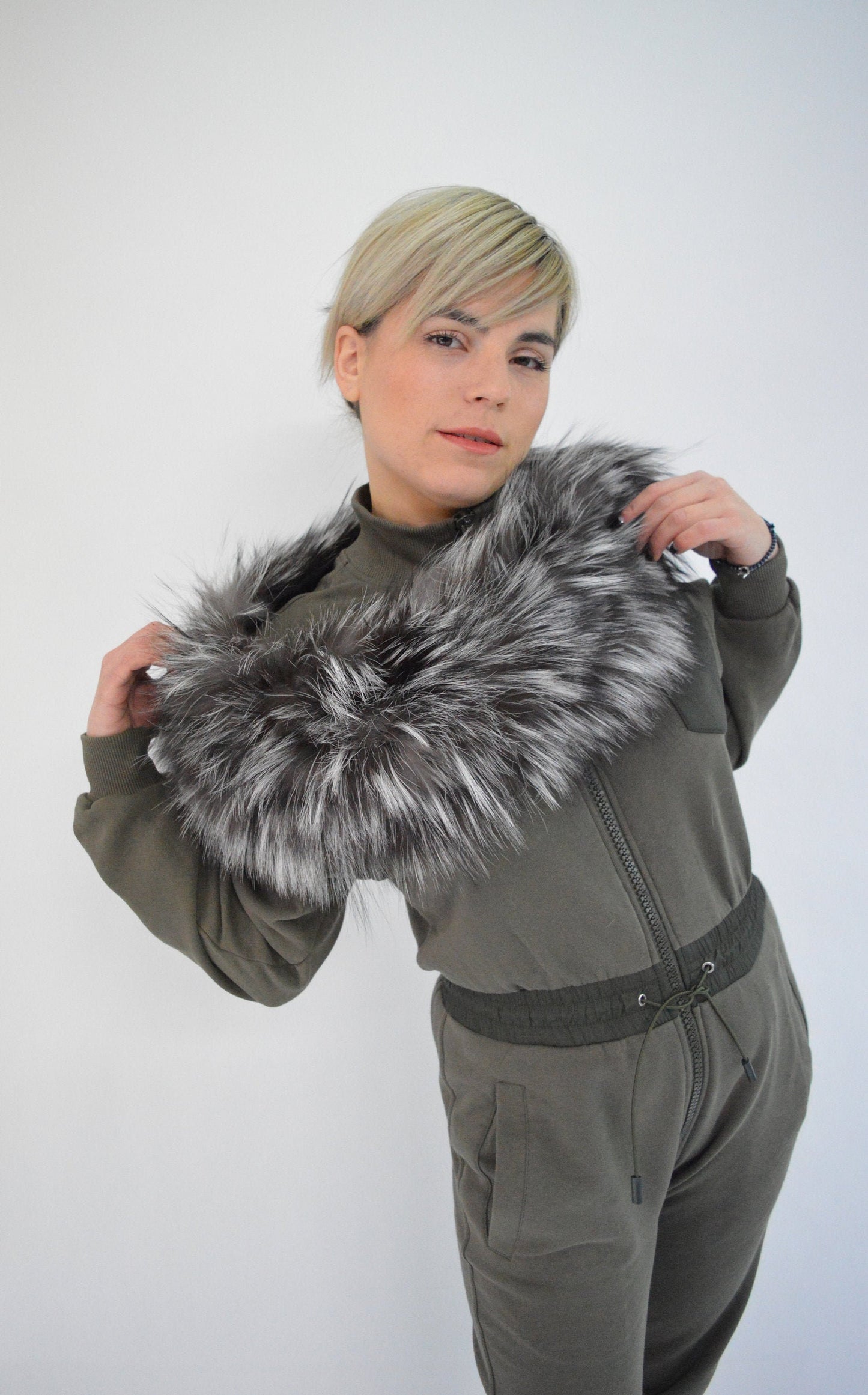 Real Silver Fox Fur Collar: Bridal Winter Stole Shawl