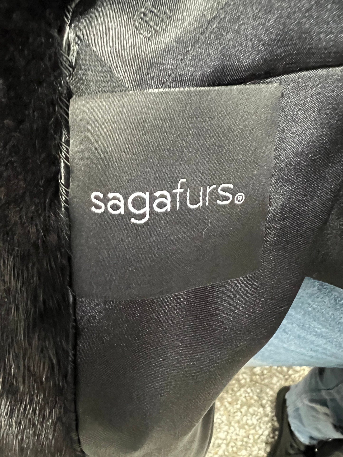 Black Saga Mink Fur Coat with Belt, Luxury Texture
