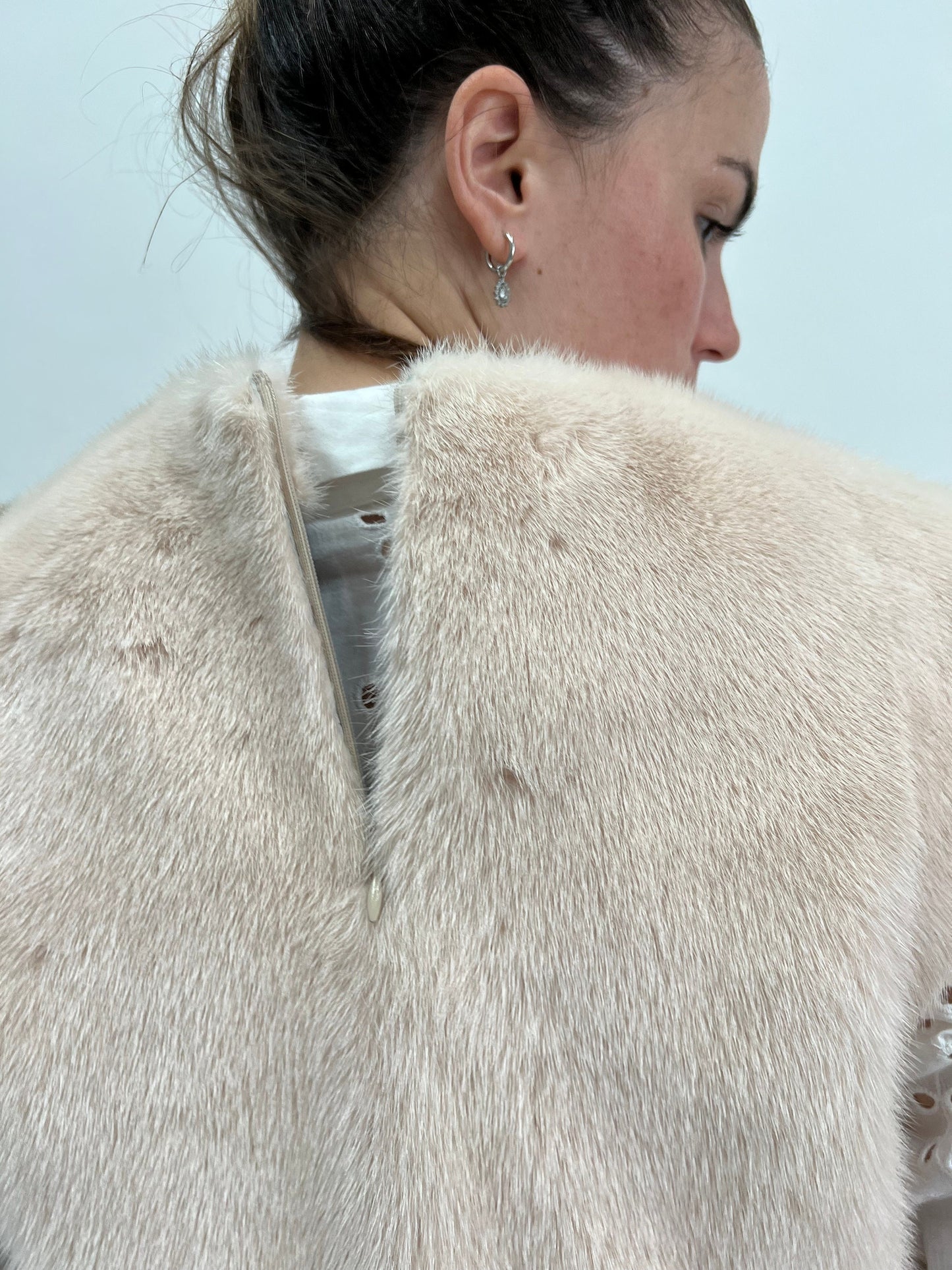 Two-Tone Mink Fur Vest: Modern Zip Blouse, Luxury Gift