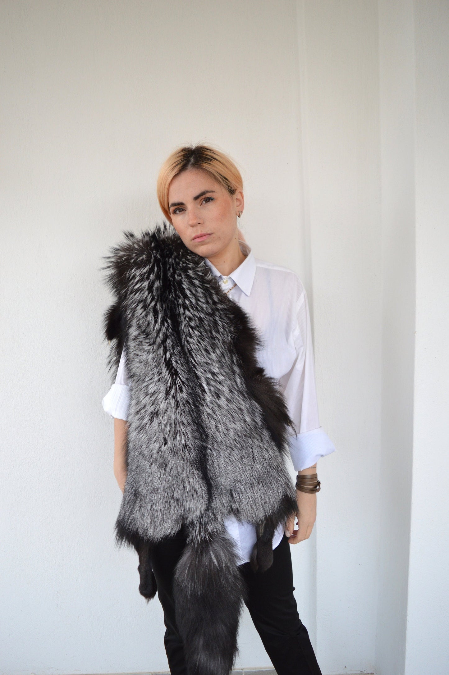 Genuine Silver Fox Fur Pelt: Luxury DIY Craft Material fox skin, Saga assured.