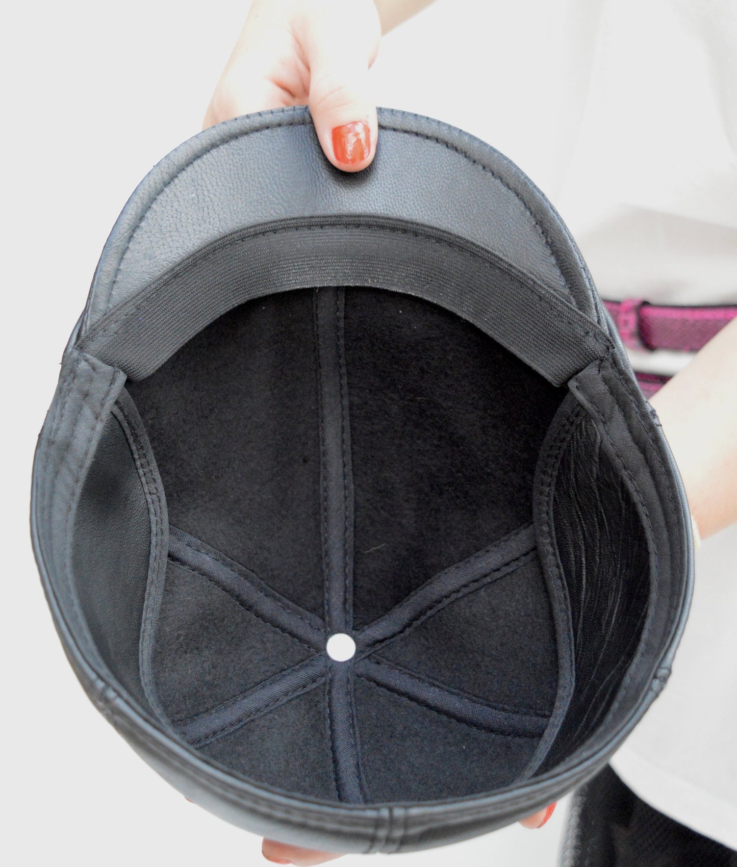 Leather Equestrian Cloche Hat: Cowhide Riding Cap with Velour Lining