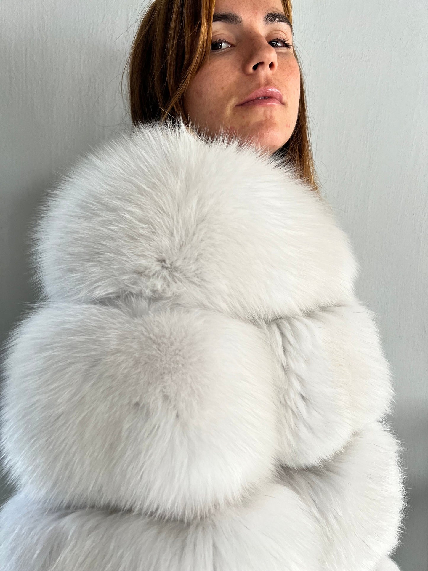 Handmade White Fox Fur Bolero Jacket - Bridal Stole size Small
