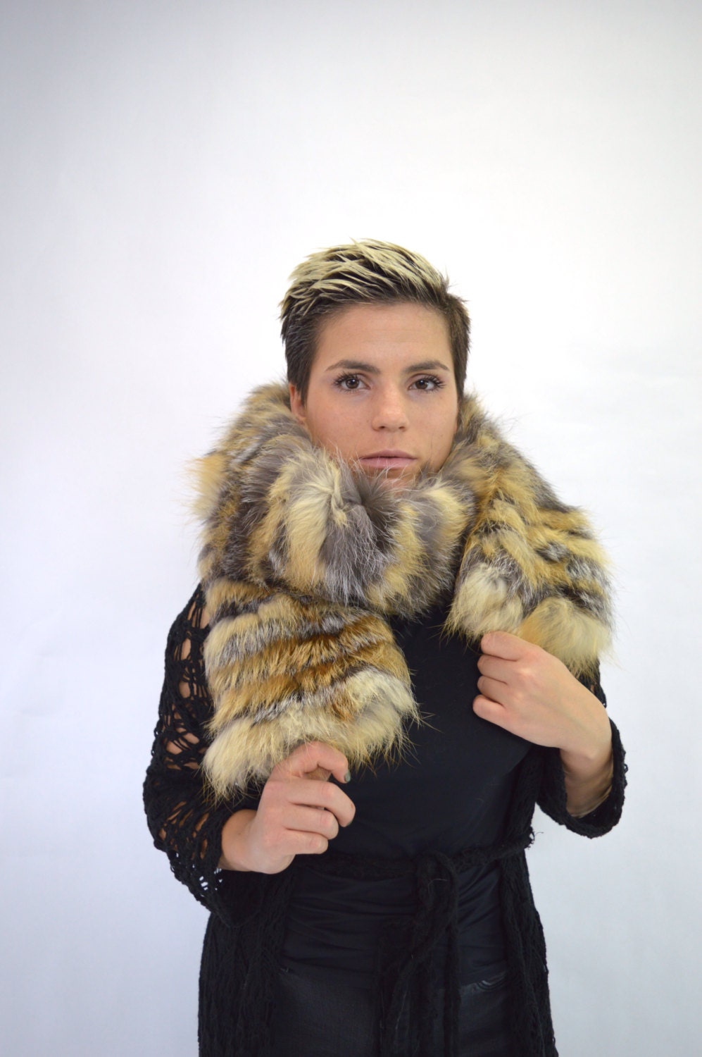 Real Fox Fur Scarf: Extra Long Neck Warmer Wrap