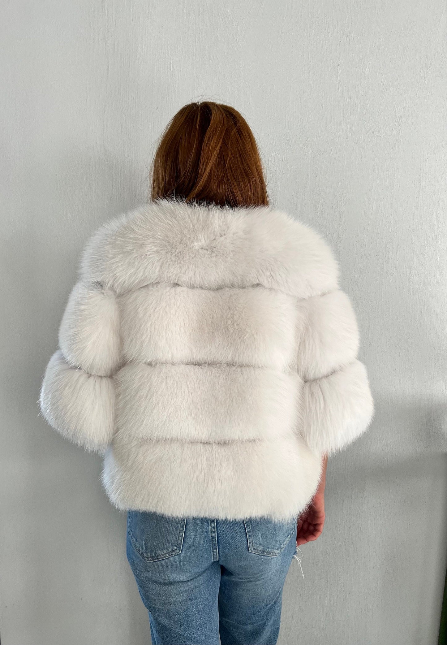 Handmade White Fox Fur Bolero Jacket - Bridal Stole size Small