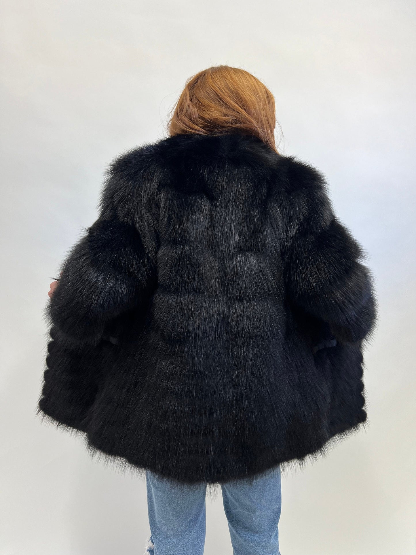 Handmade Black Raccoon Fur Jacket: Winter Everyday Coat