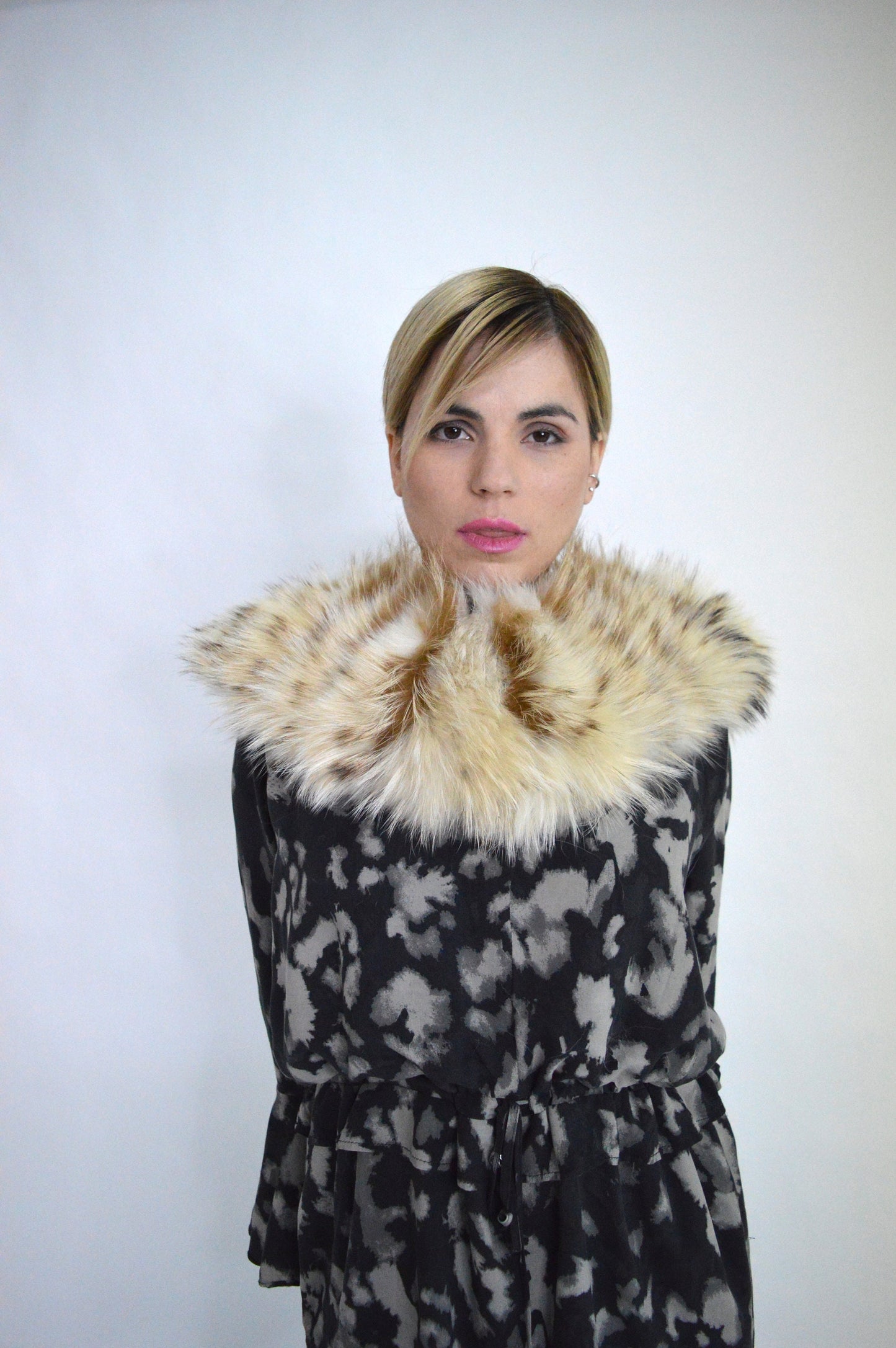 Real Beige Fox Fur Collar: Tan Brown Fur Stole, Luxury Gift
