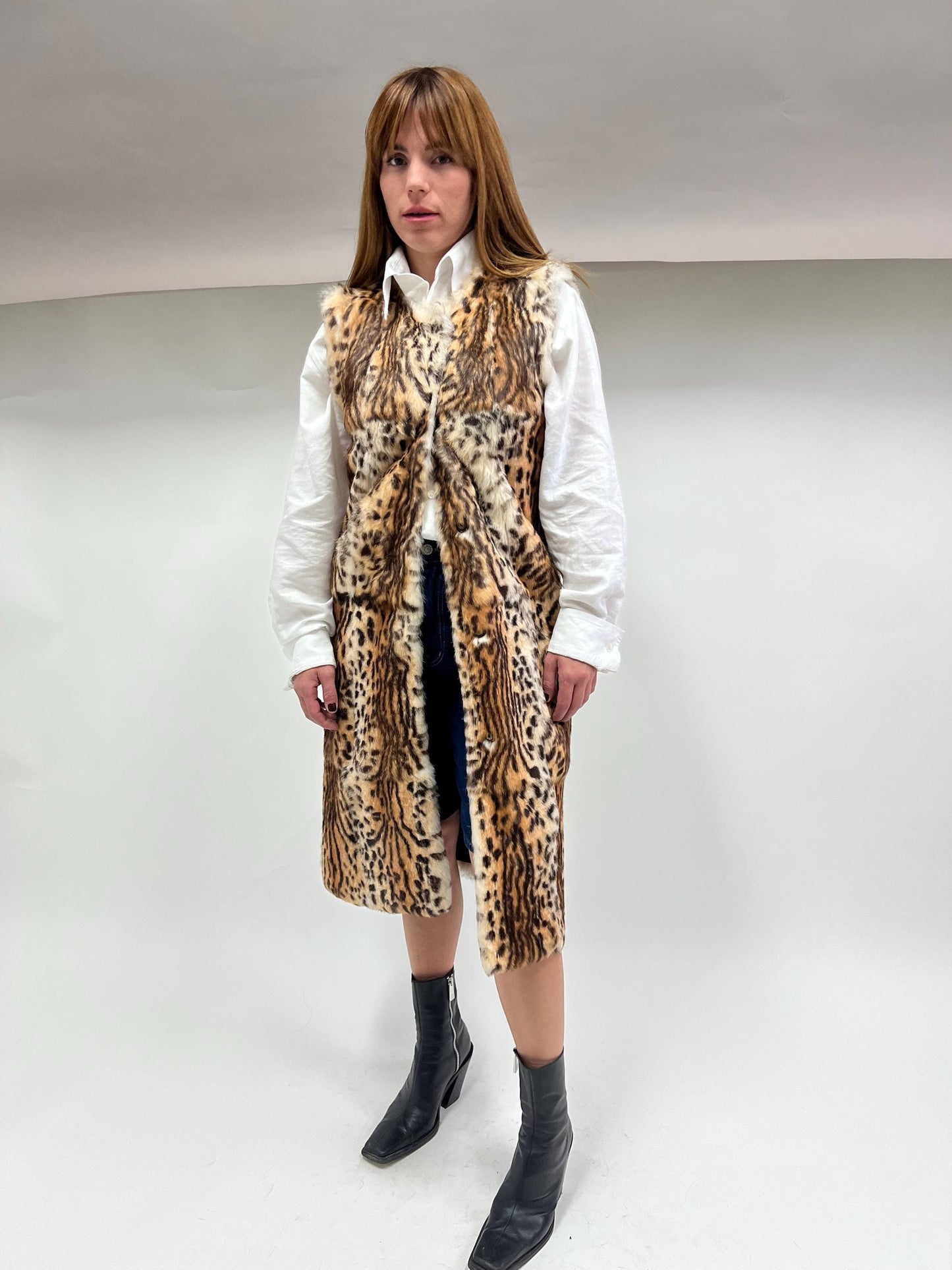 Leopard Print Rabbit Fur Vest - Edgy Style Jacket