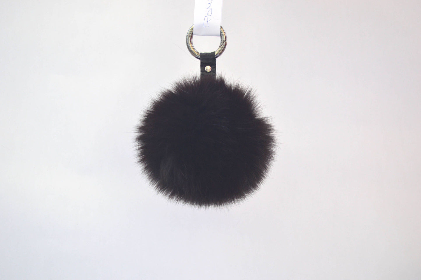 Real Fox Fur Pom Pom, Black Fur Keychain, Bag Charm