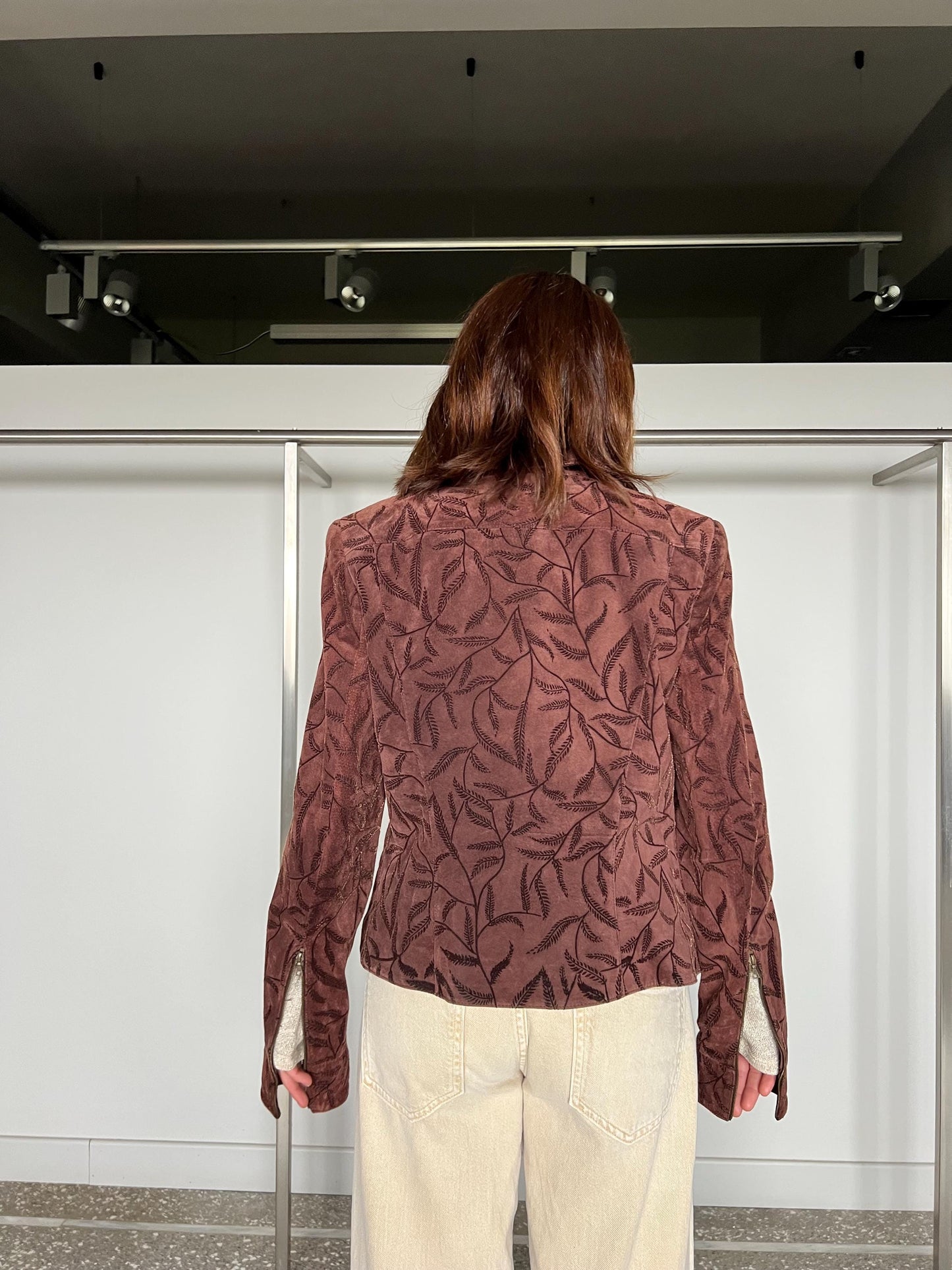 Brocade Suede Lamb Leather Blazer - Handmade In Greece