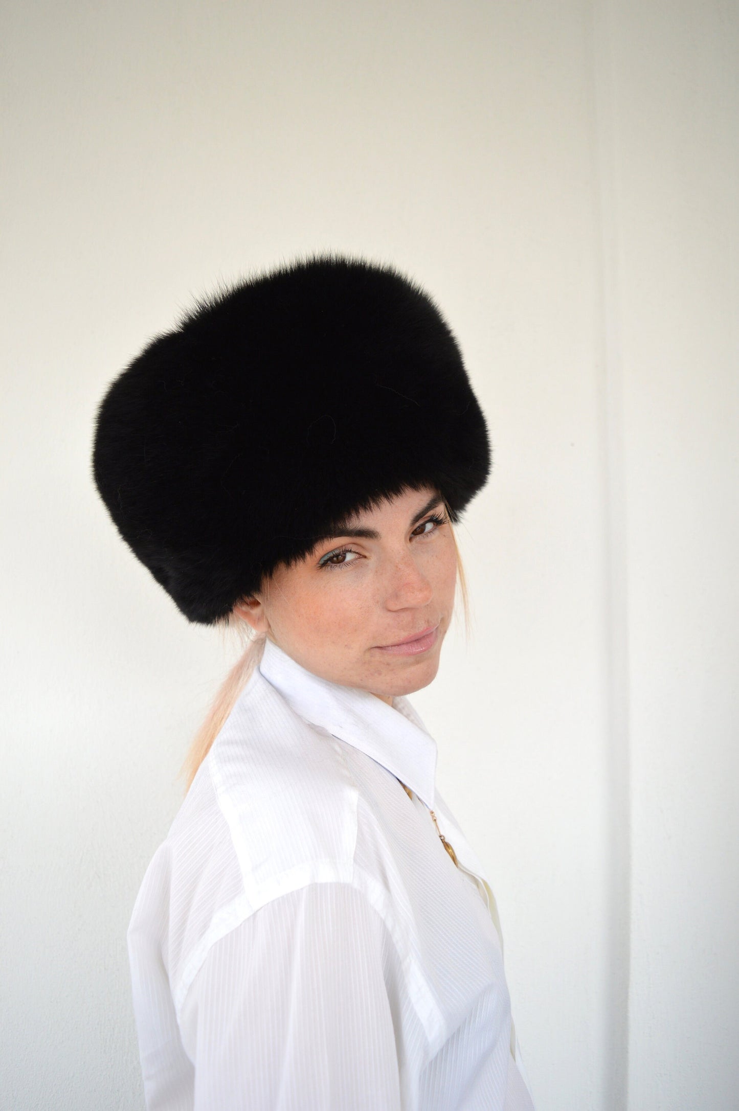 Real Black Fox Fur Cossack Hat: Winter Head Warmer