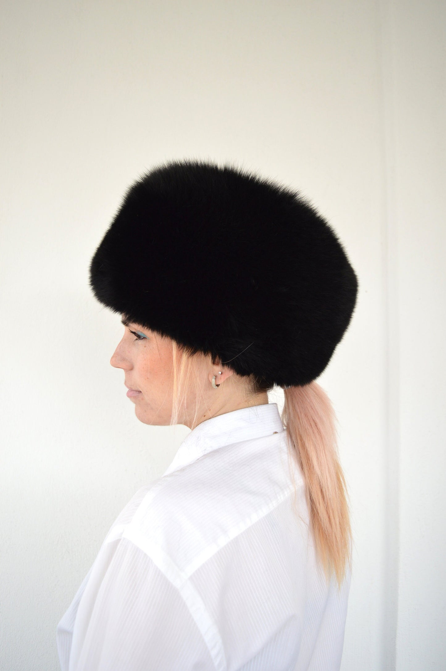 Real Black Fox Fur Cossack Hat: Winter Head Warmer