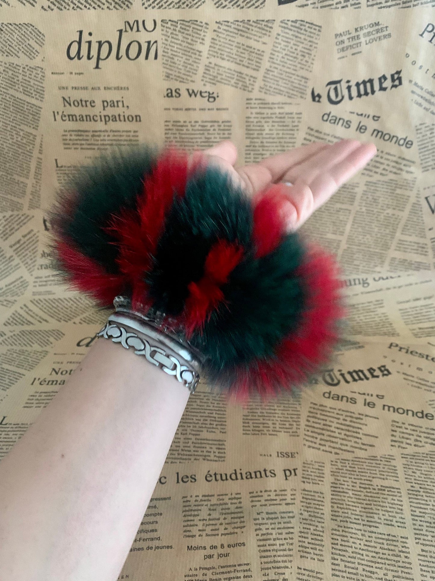 Real Fox Fur Scrunchie: Two-Tone Hair Accessory or Coat Cuff