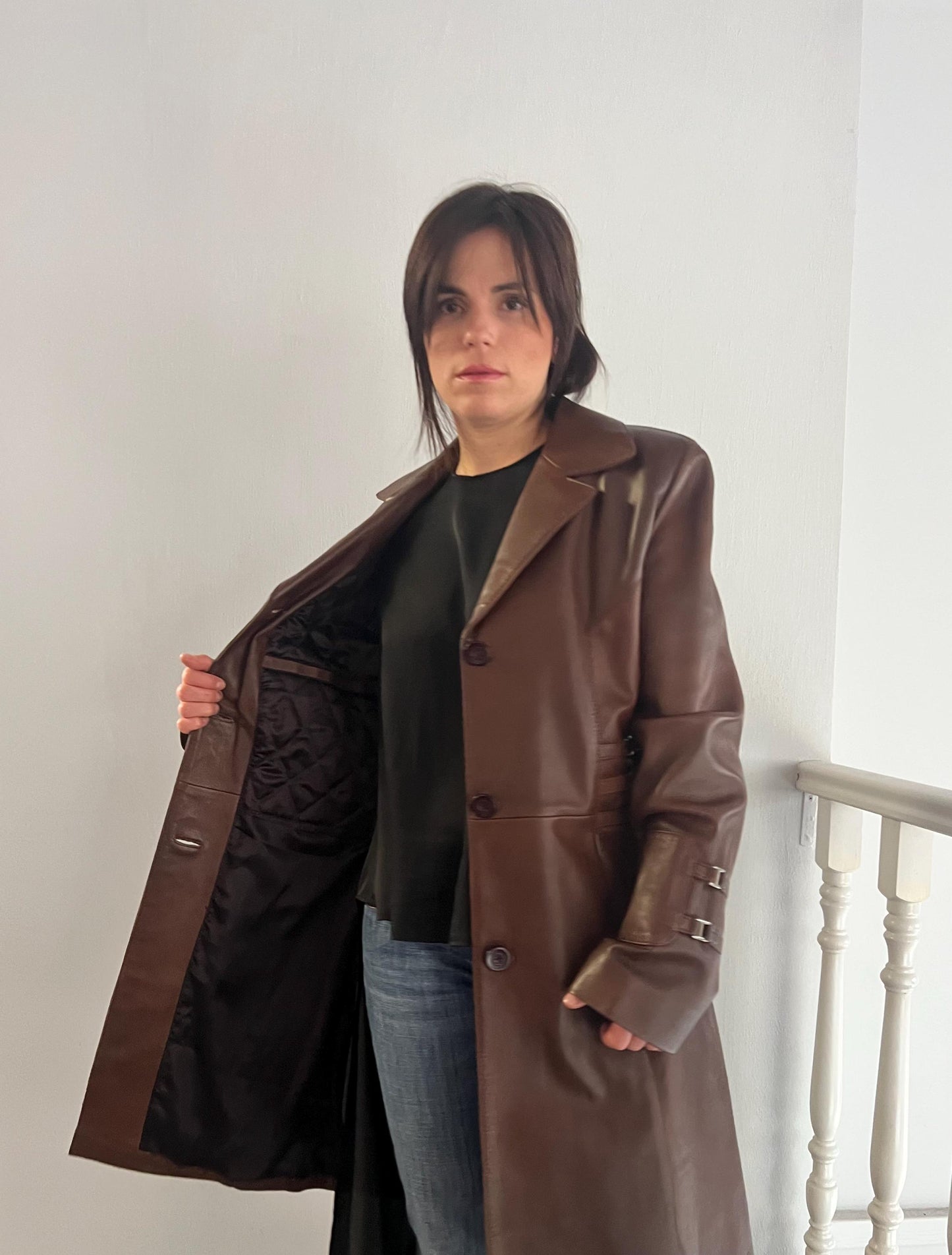 Handmade Nappa Lamb Leather Coat - Tobacco Brown - Made in Greece