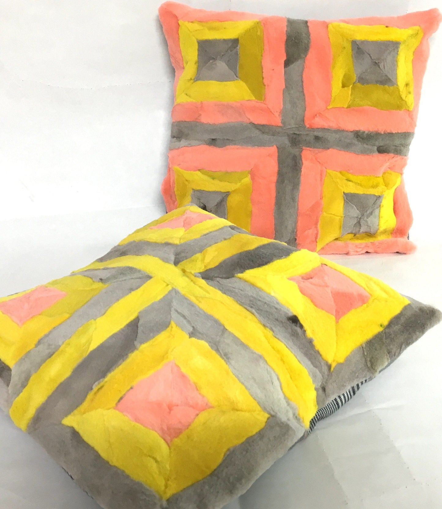 Colorful Sheared Fox Fur Pillow Cover: Home Decor Cushion (15x15 inches)