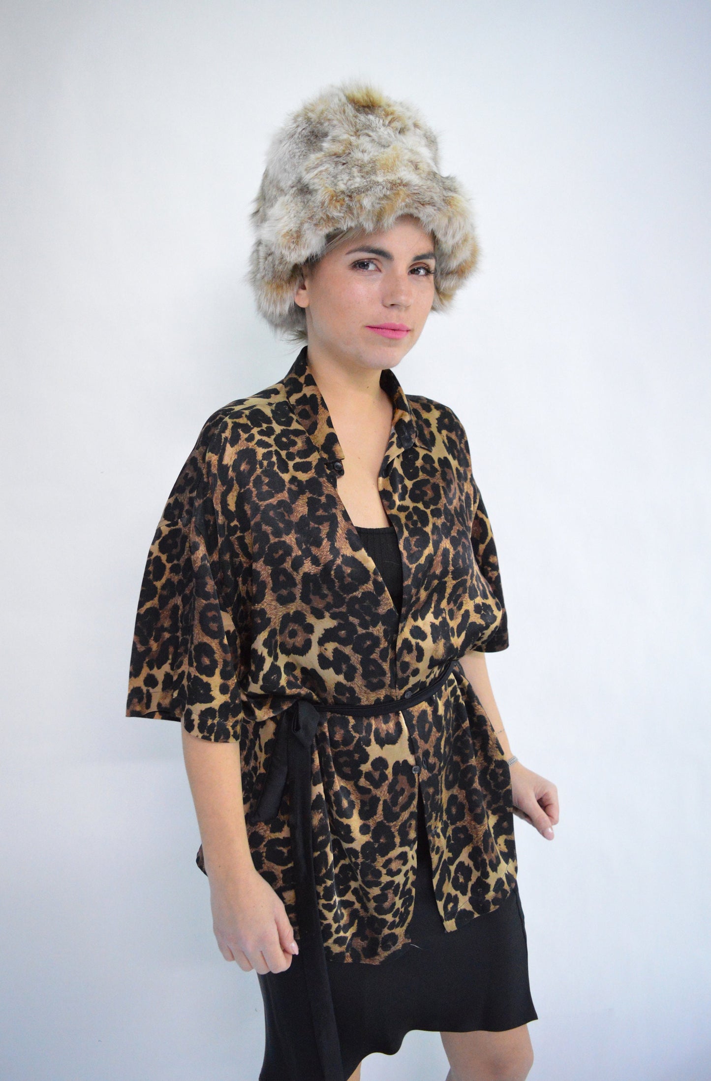 Real Fox Fur Bucket Hat, Beige Winter Bowler