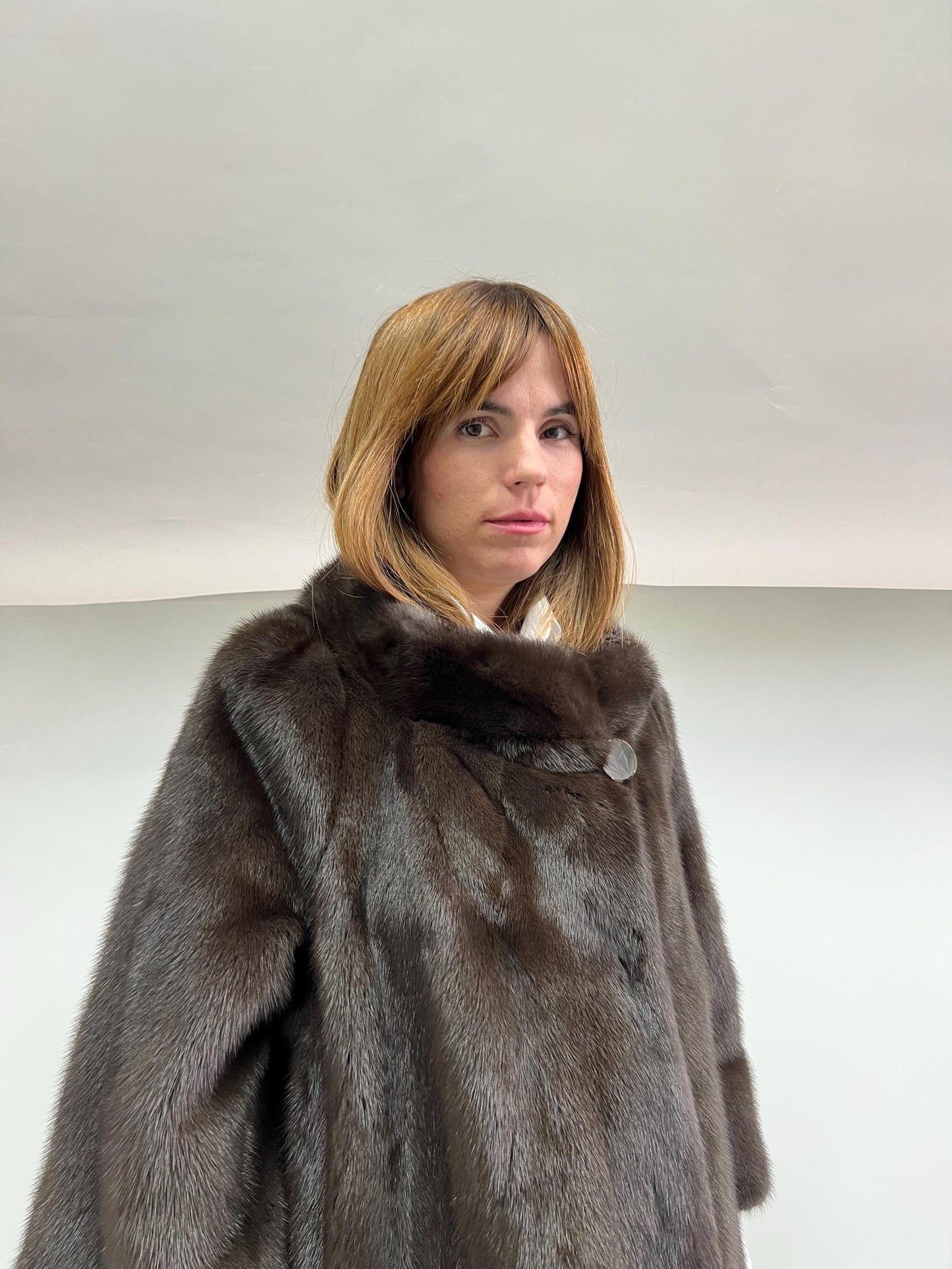 Saga Quality Chestnut Mink Fur Jacket: Edgy Stand Up Collar