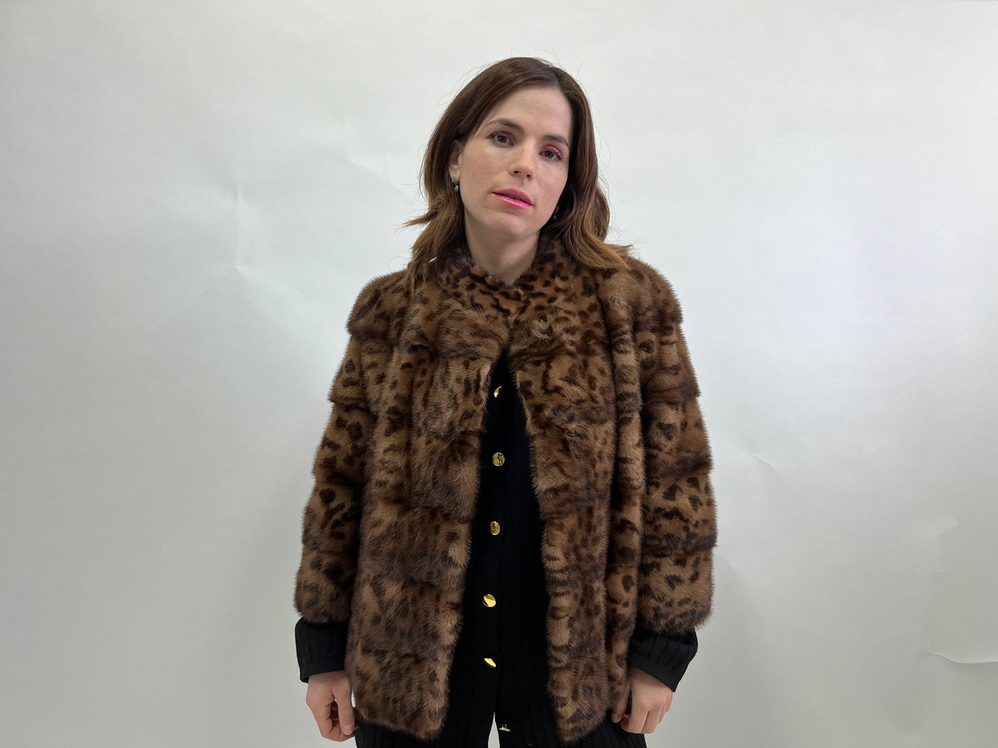 Leopard Print Mink Fur Jacket: Demi Buff, Saga Chic Style
