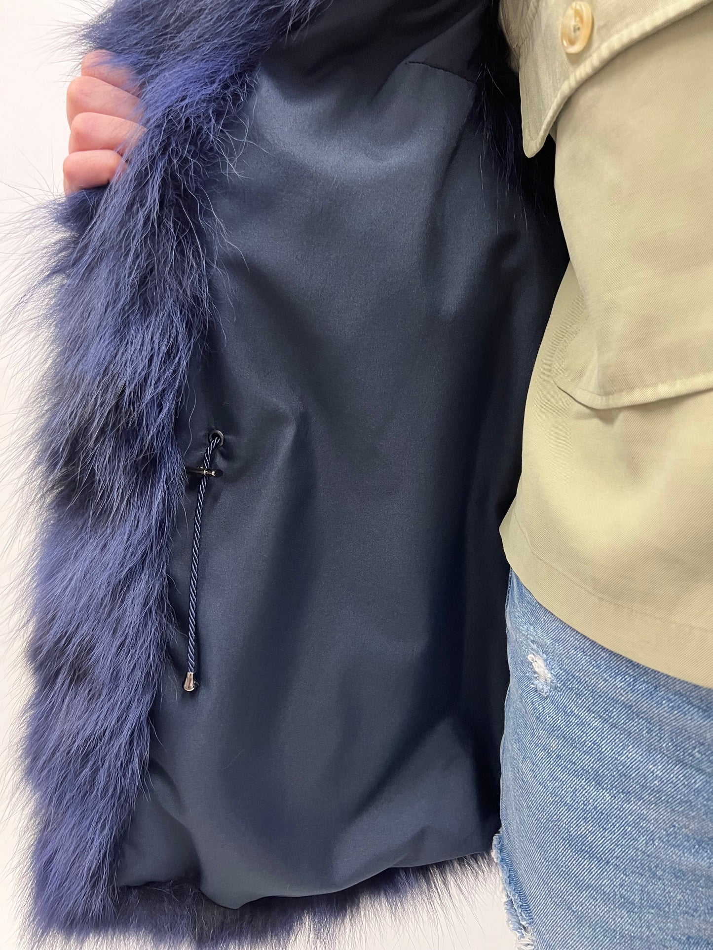 Denim Blue Fox Fur Vest: Women's Winter Genuine Fur Jacket