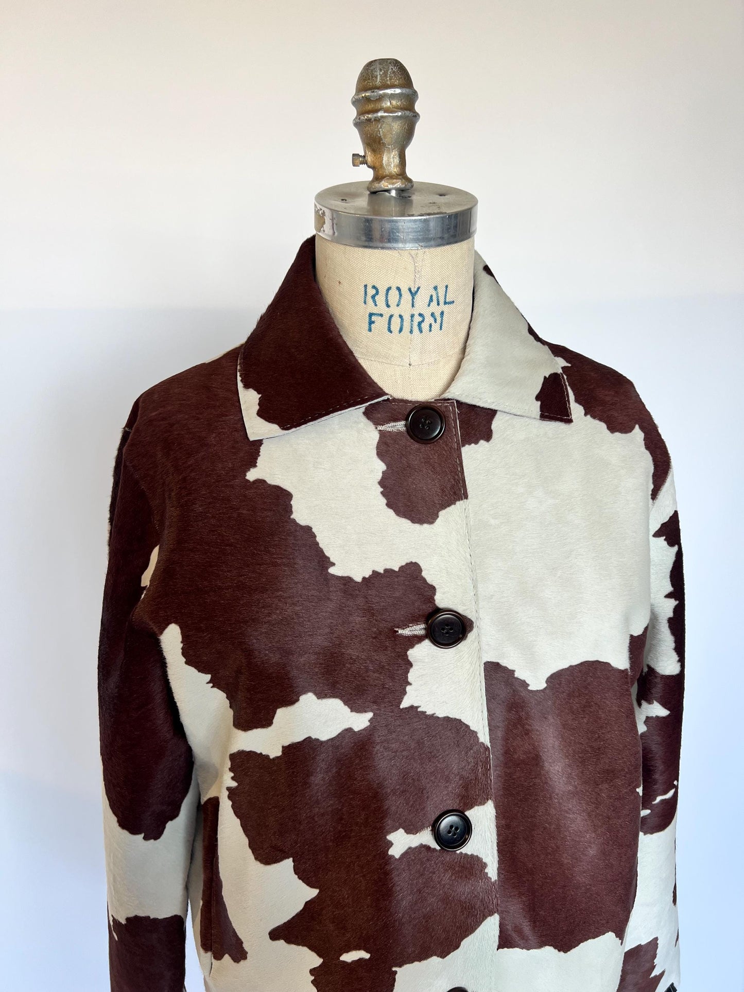 Hair-On Cowhide Leather Jacket: Handmade Calf Fur Coat