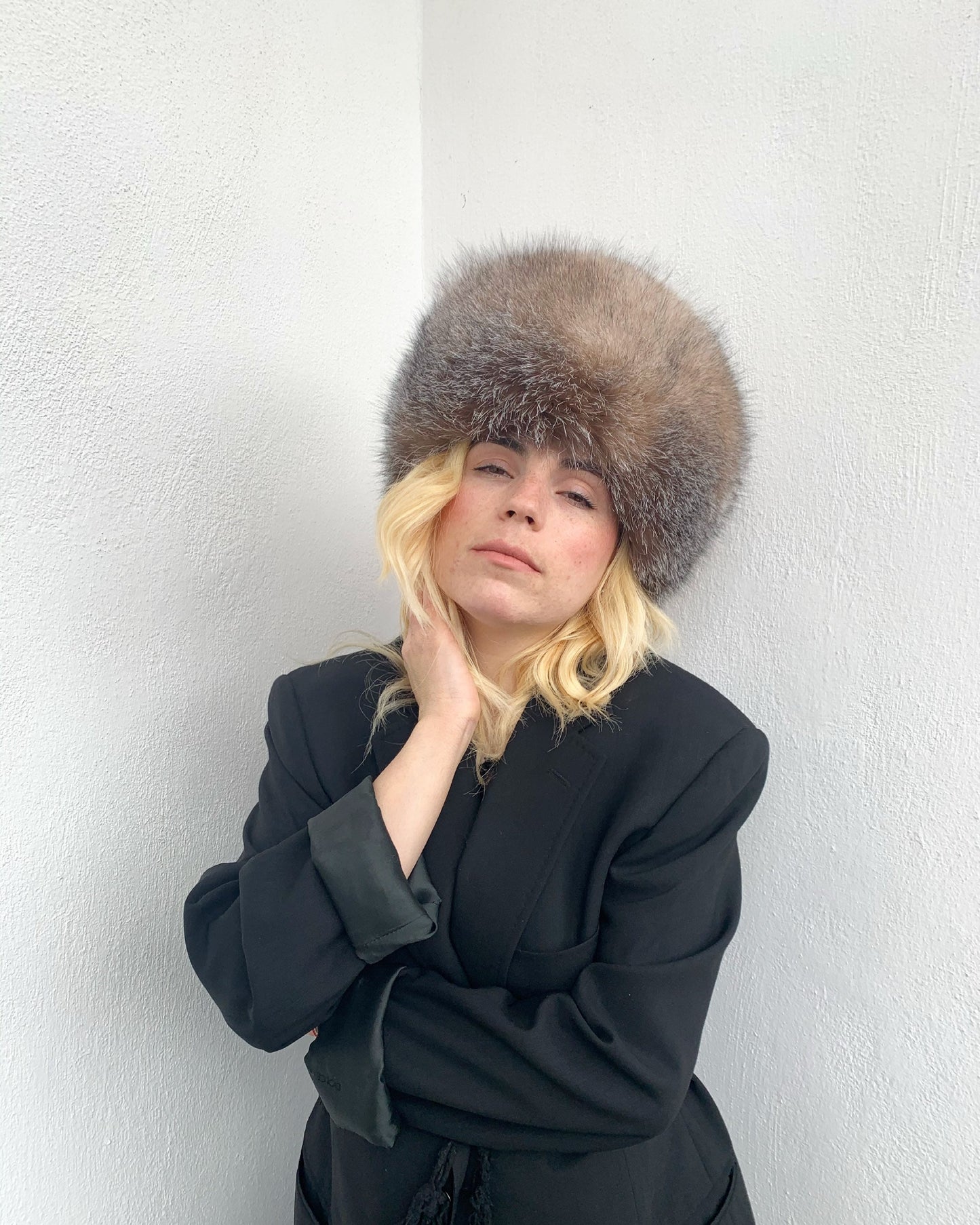 Real Fox Fur Cossack Hat: Tan Brown Winter Head Warmer