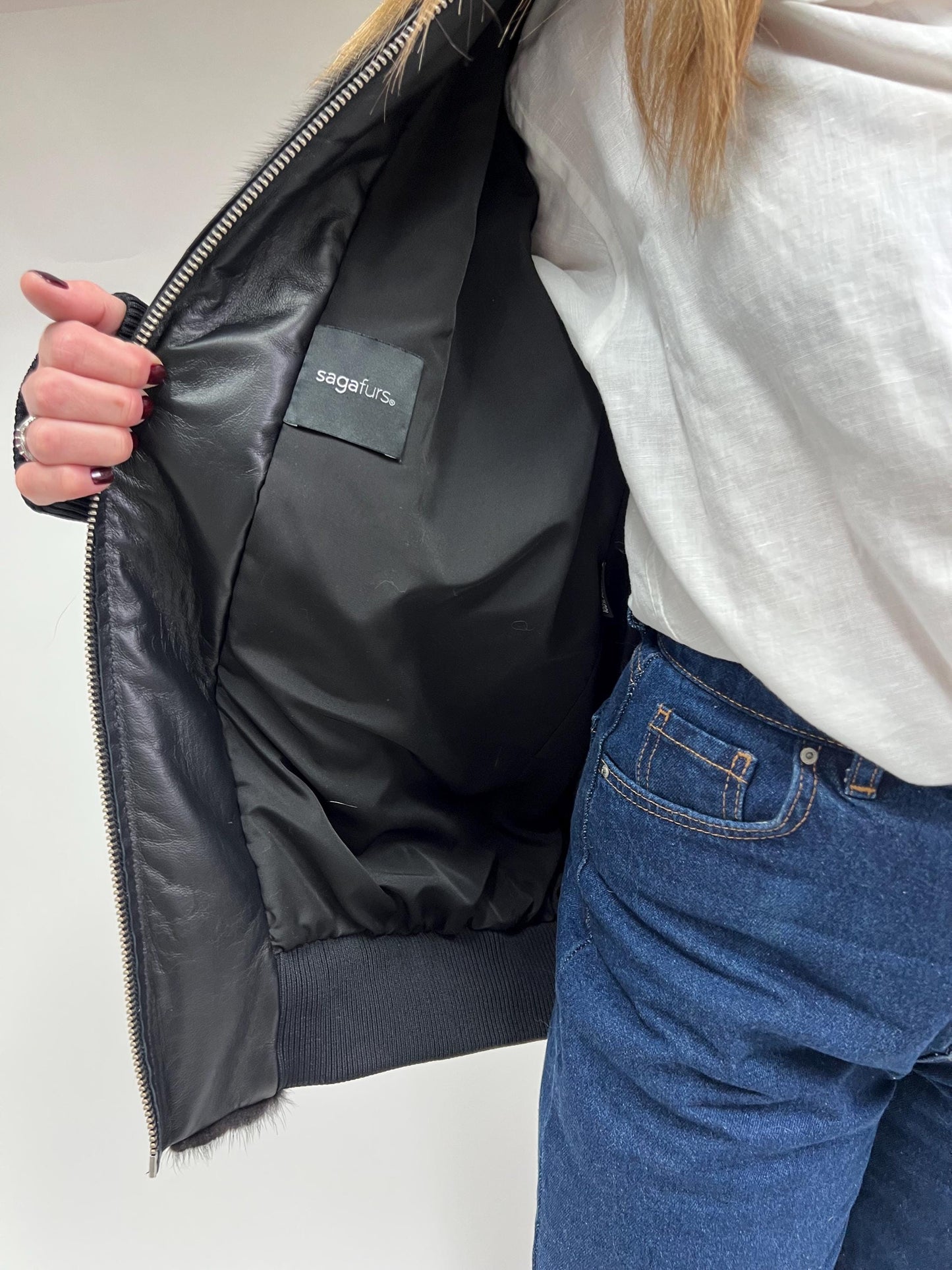 Real Mink Fur Bomber Jacket: Velvet Black, Elastic Hem