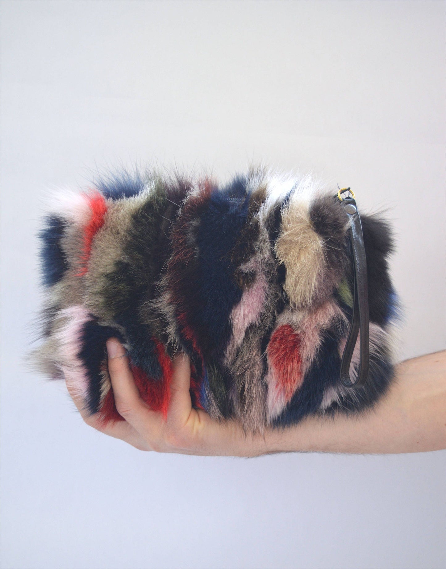 Real Fox Fur Clutch Bag: Genuine Leather Wristlet, Evening Fur Pouch